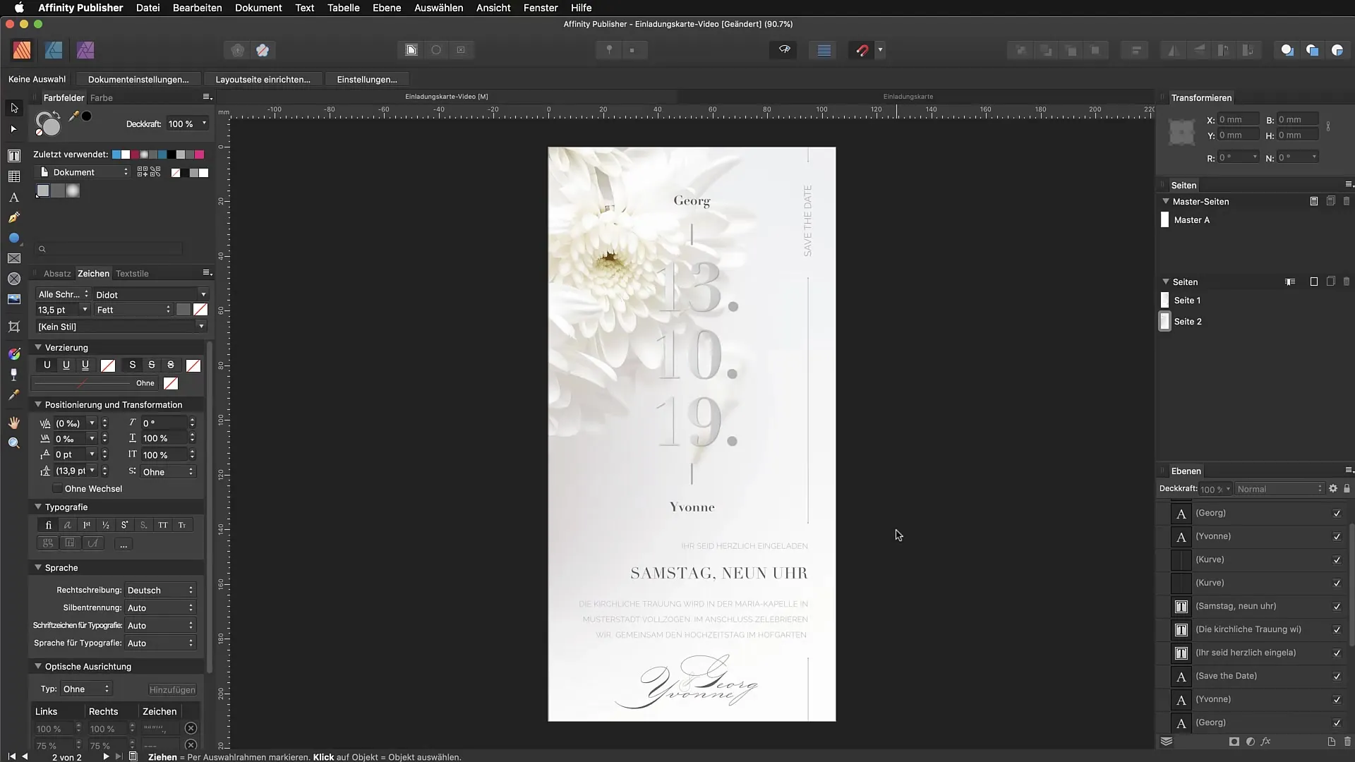 Använda glypher effektivt i Affinity Publisher Effektiv använda glypher i Affinity Publisher