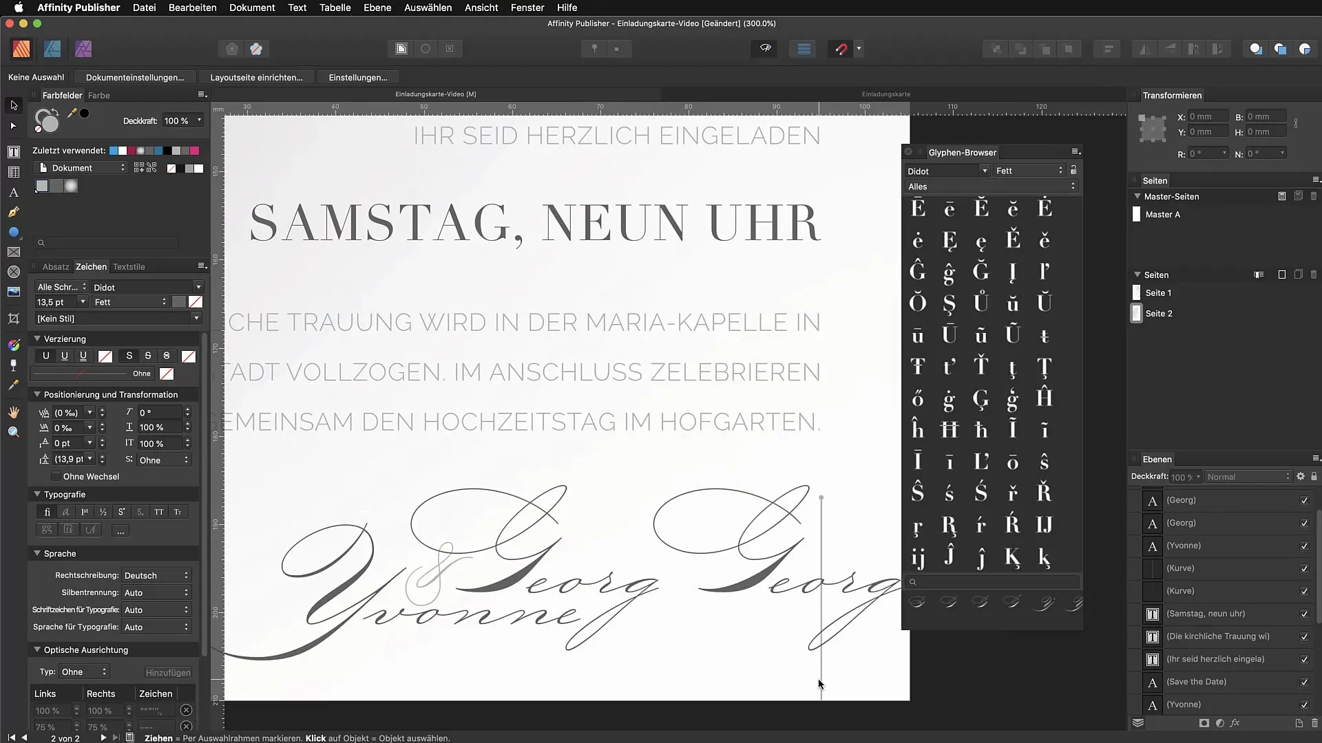 Effektiv använda glypher i Affinity Publisher Använda glypher effektivt i Affinity Publisher