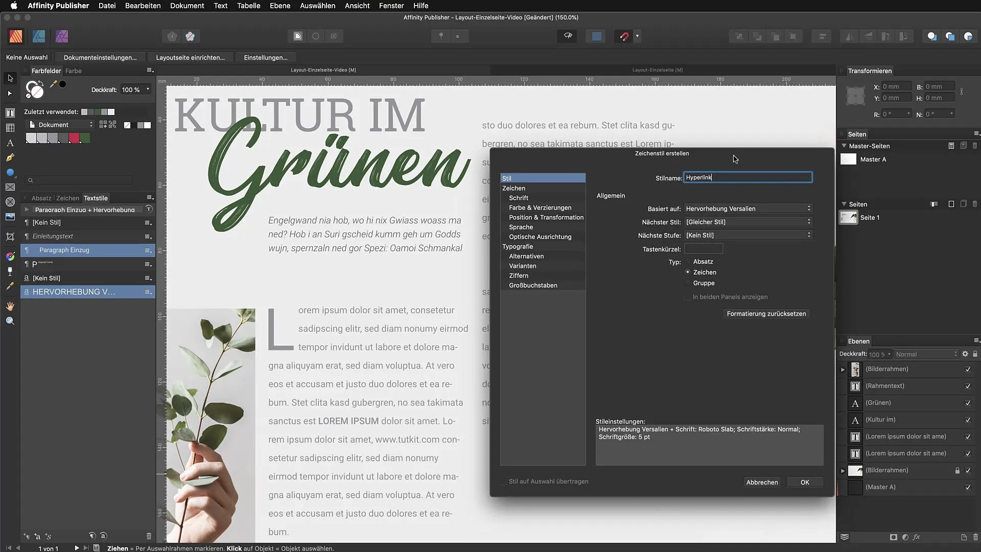 Teckensnittsstilar i Affinity Publisher tillämpas enkelt Teckensnittstilar i Affinity Publisher tillämpas enkelt