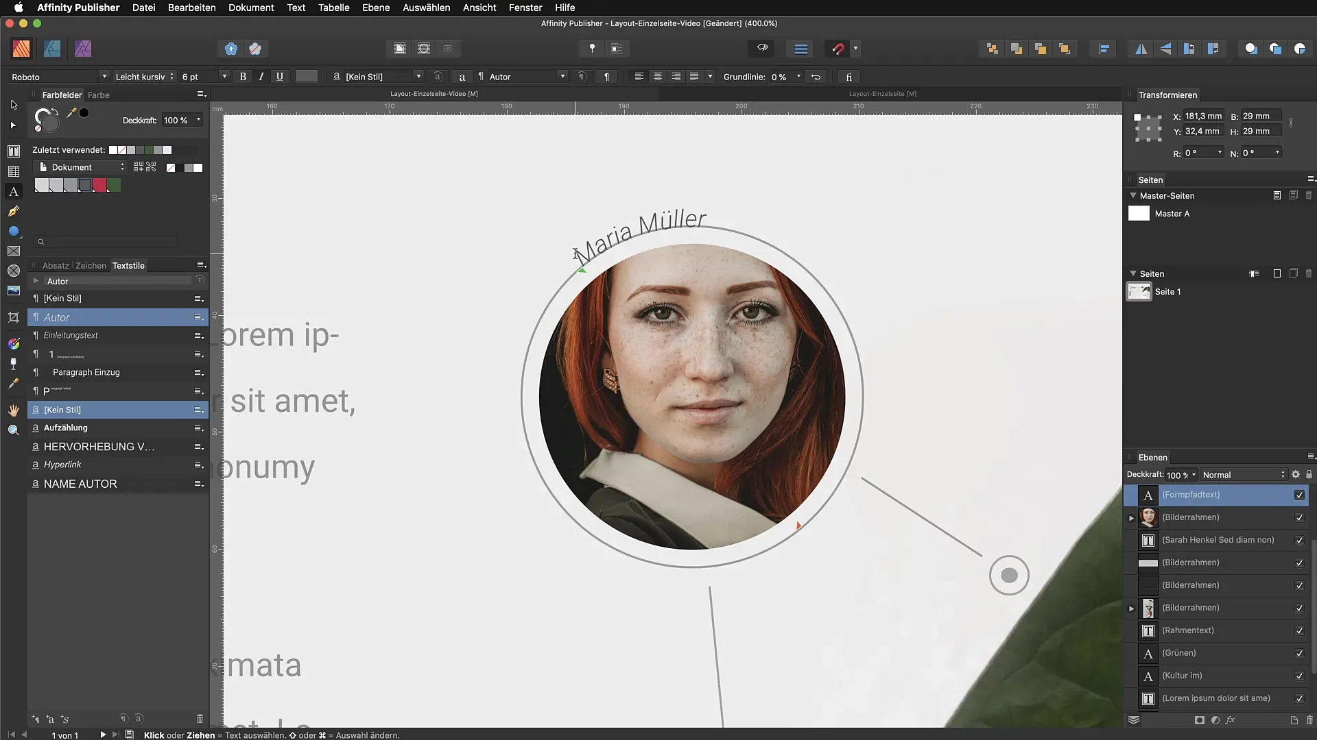 Kreativ textdesign: Text på bana i Affinity Publisher Kreativ textdesign: Text på väg i Affinity Publisher