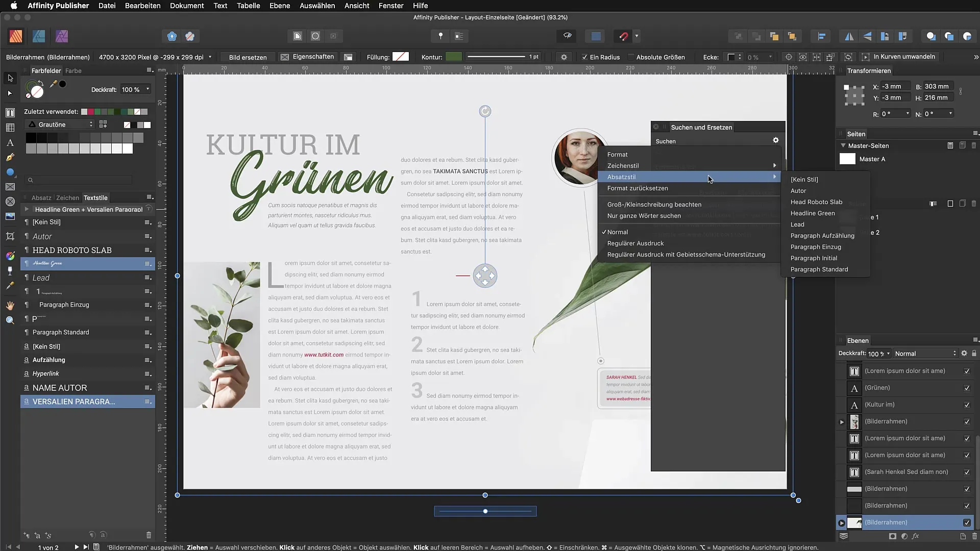Effektiv söka och ersätta i Affinity Publisher Effektiv sökning och ersättning i Affinity Publisher