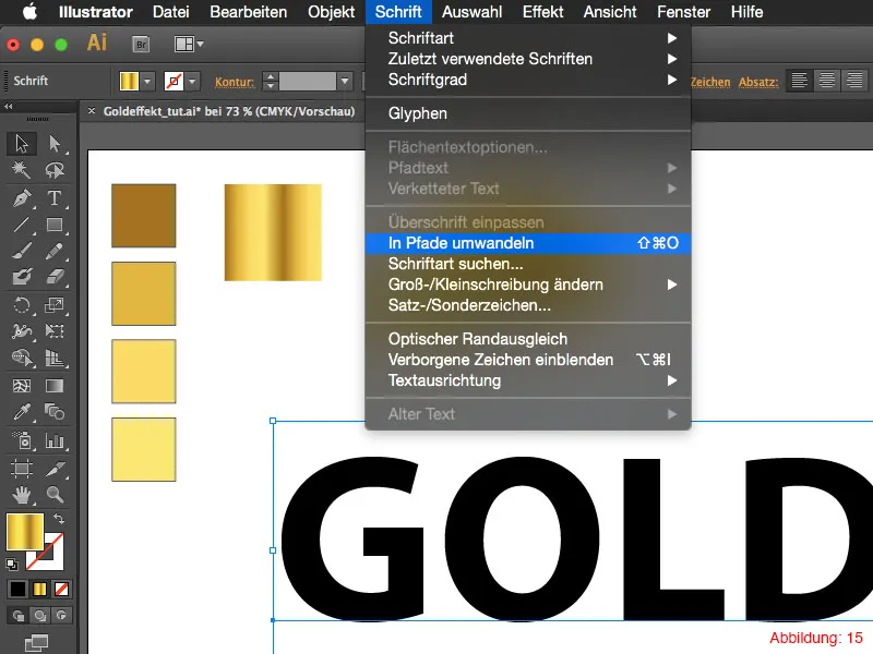 Adobe Illustrator – Goldeffekt auf Schrift