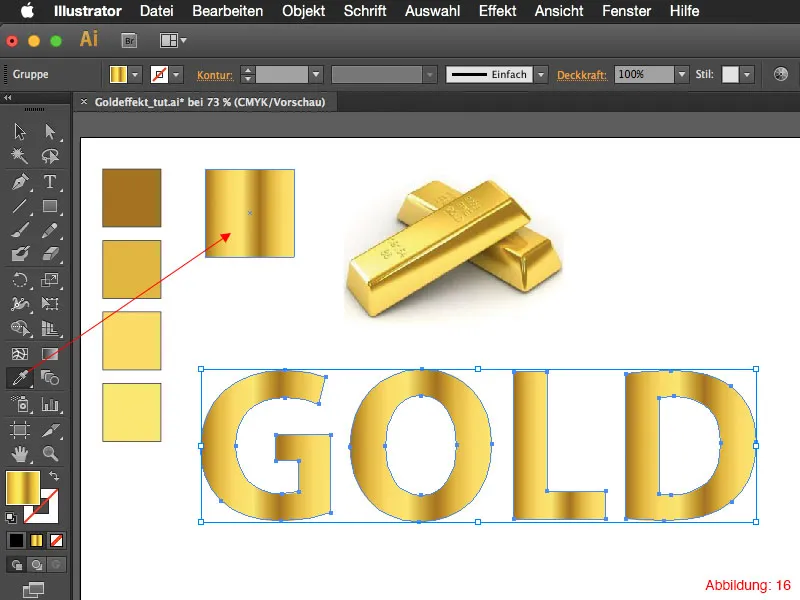 Adobe Illustrator – Goldeffekt auf Schrift