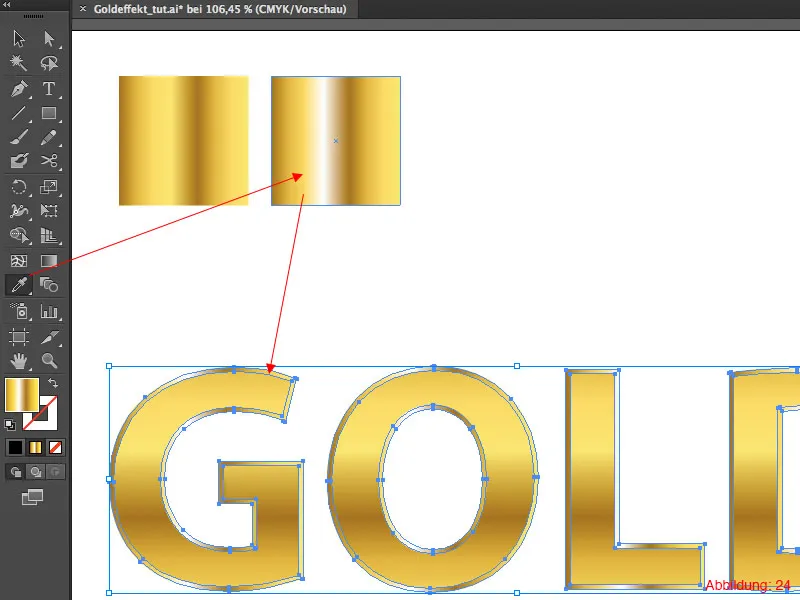 Adobe Illustrator – Goldeffekt auf Schrift