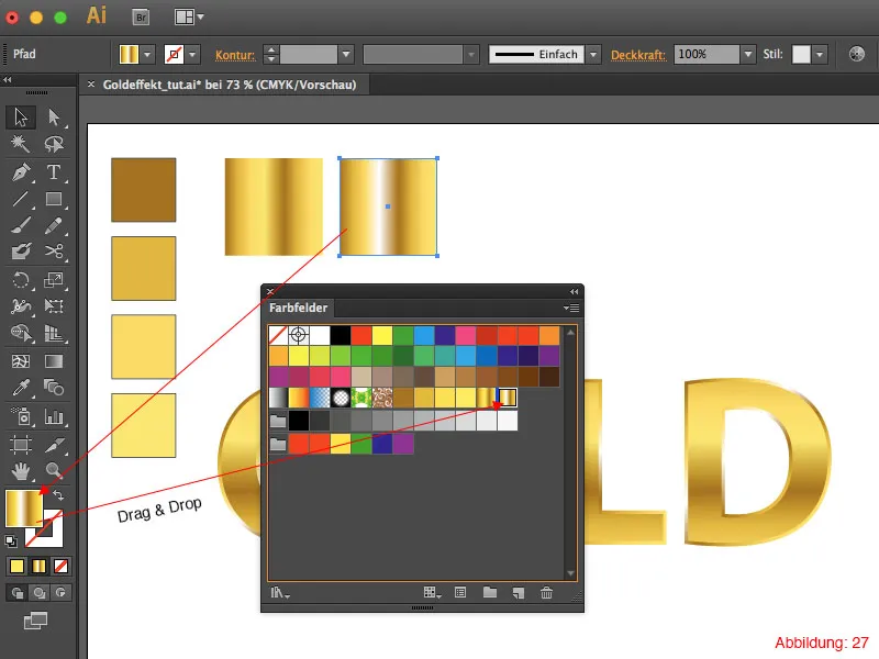 Adobe Illustrator – Goldeffekt auf Schrift