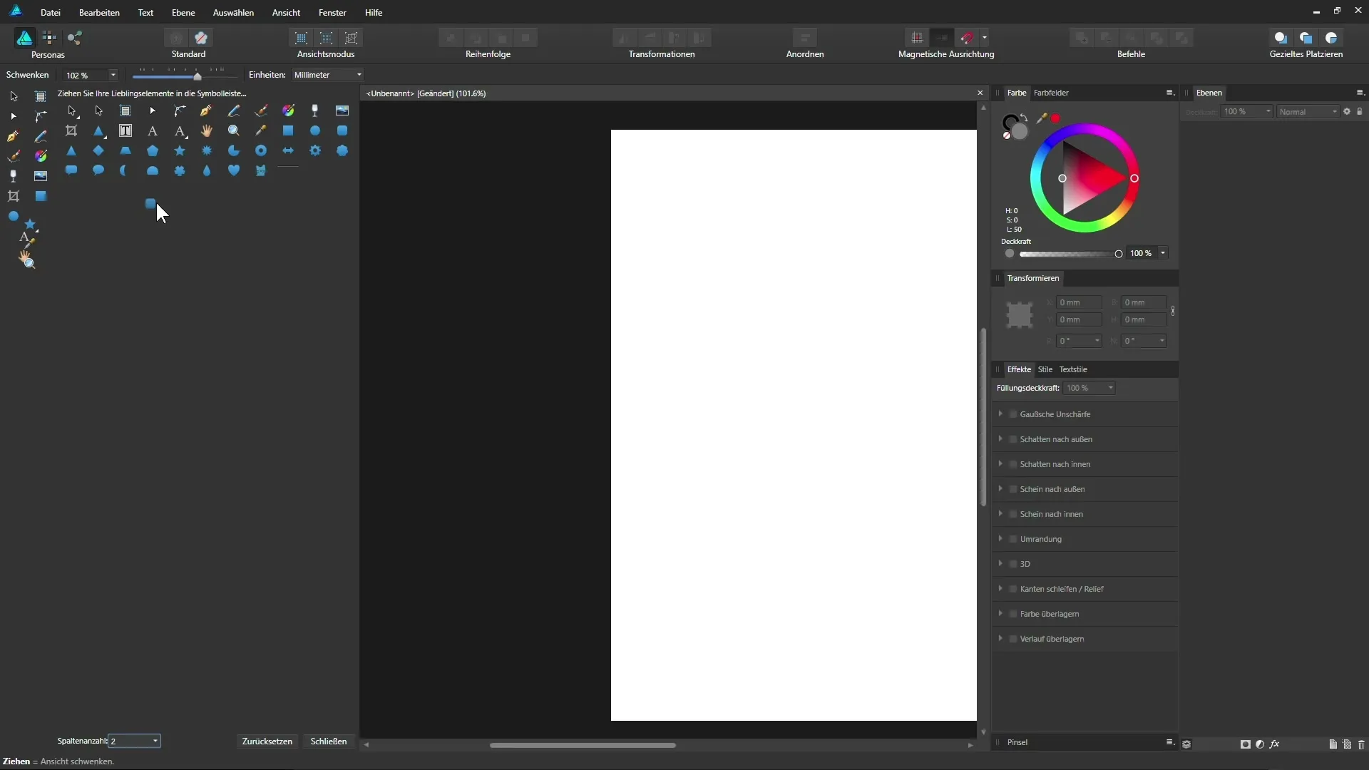 Benutzeroberfläche von Affinity Designer anpassen Benutzeroberfläche von Affinity Designer anpassen