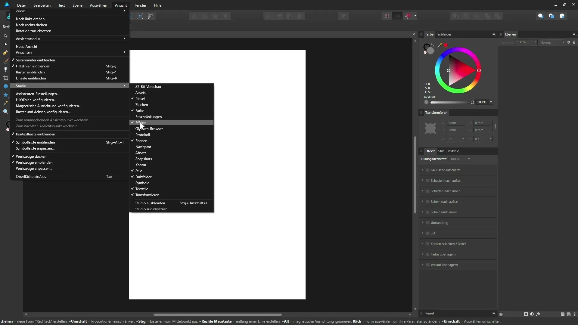 Benutzeroberfläche von Affinity Designer anpassen Benutzeroberfläche von Affinity Designer anpassen
