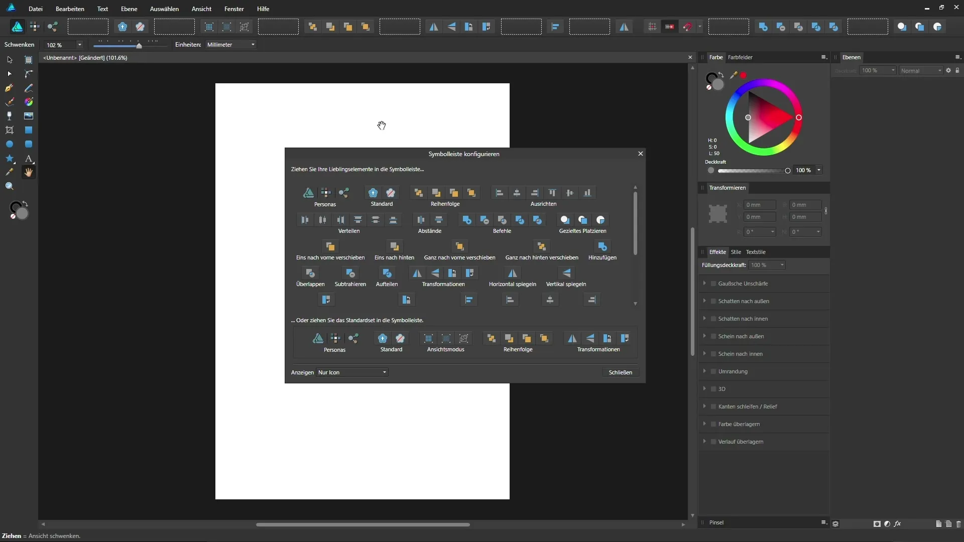 Benutzeroberfläche von Affinity Designer anpassen Benutzeroberfläche von Affinity Designer anpassen