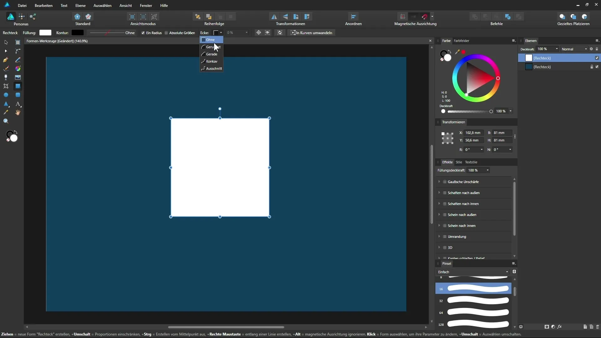 Effiziente Nutzung der Formwerkzeuge in Affinity Designer Effiziente Nutzung der Formwerkzeuge in Affinity Designer