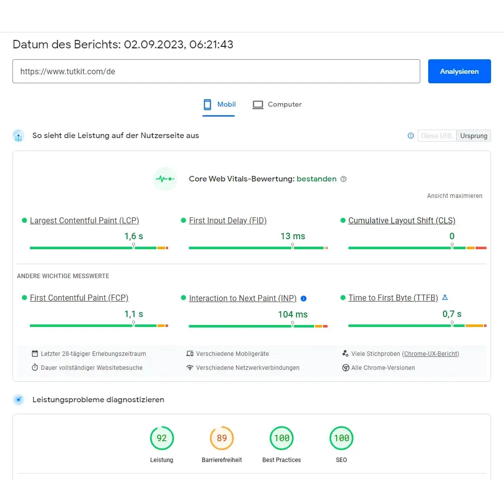 PageSpeed Insights TutKit.com