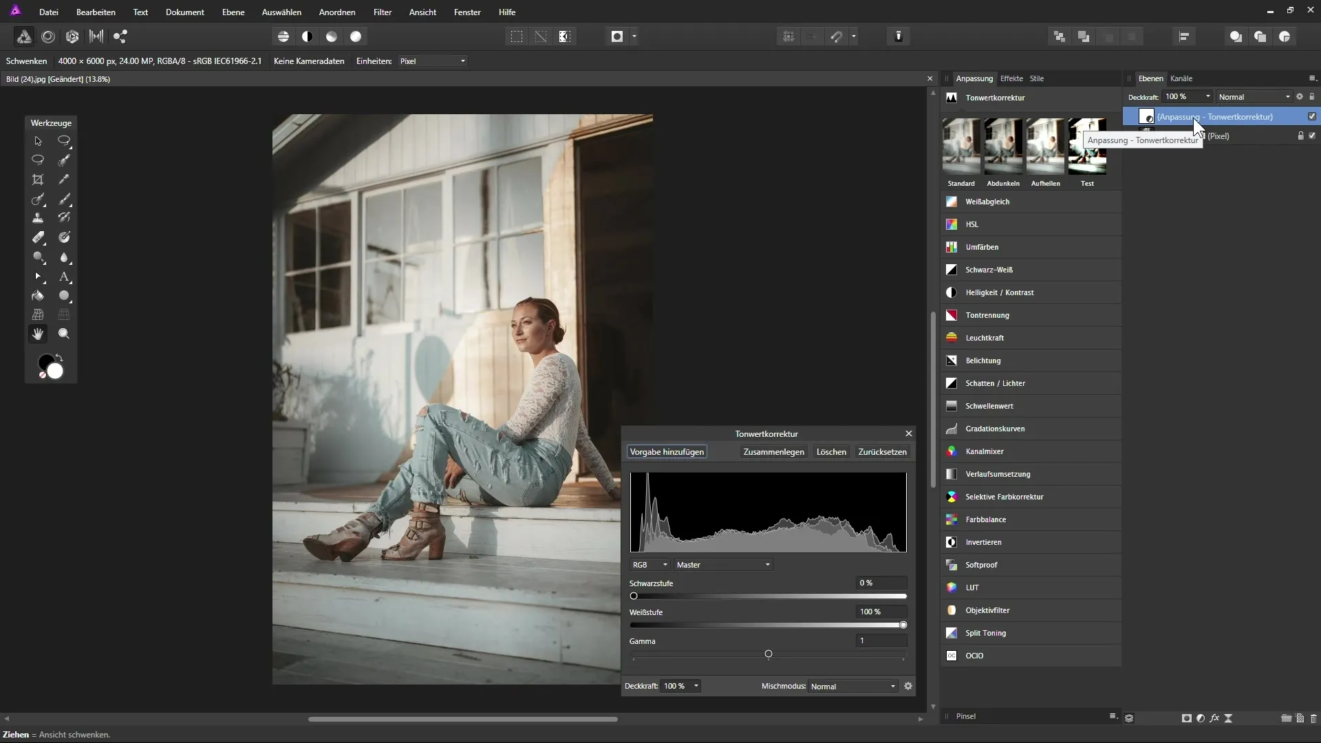 Эффективно использовать уровни коррекции в Affinity Photo Эффективное использование уровней корректировки в Affinity Photo
