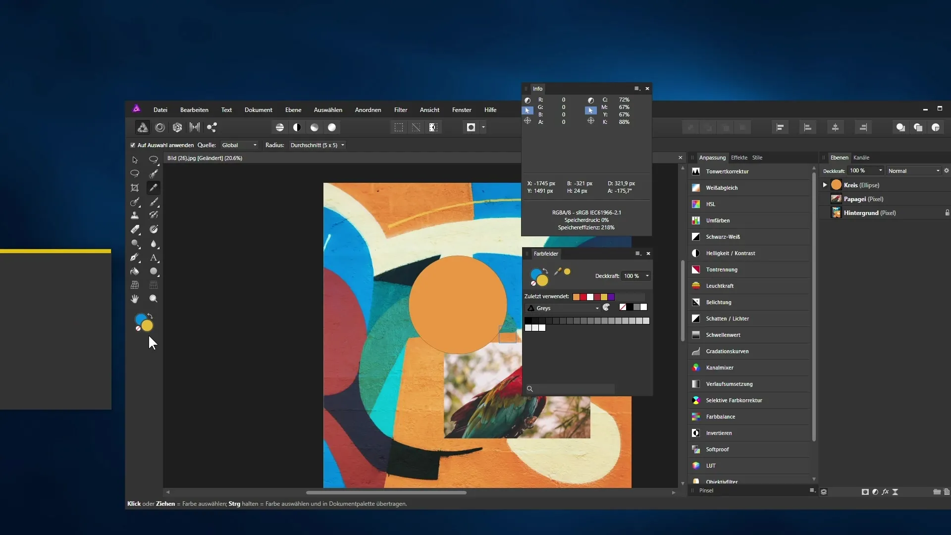 Farbpipette in Affinity Photo: Farben effektiv auswählen und speichern