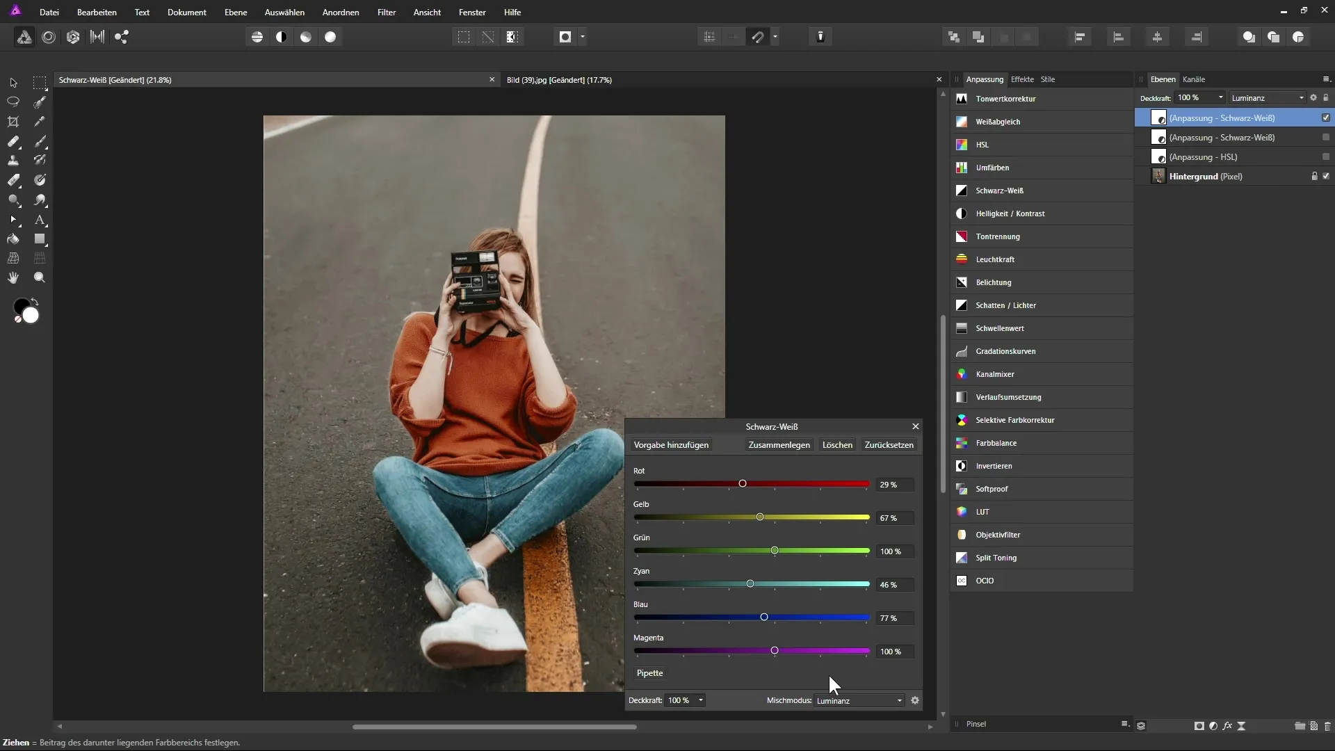 Schwarz-Weiß-Bilder in Affinity Photo erstellen Schwarz-Weiß-Bilder in Affinity Photo erstellen