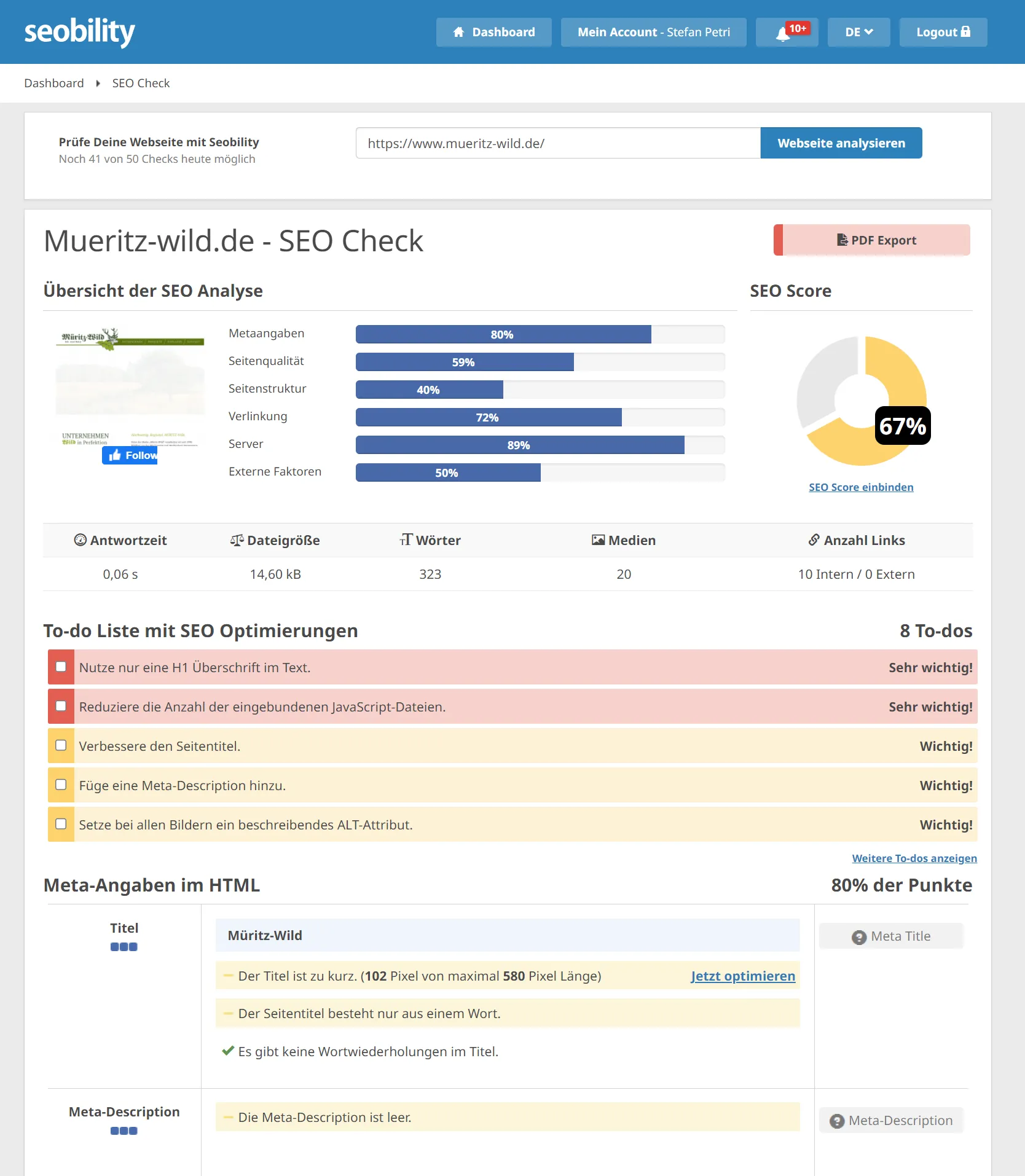 SEO Check für örtlichen Wildhandel