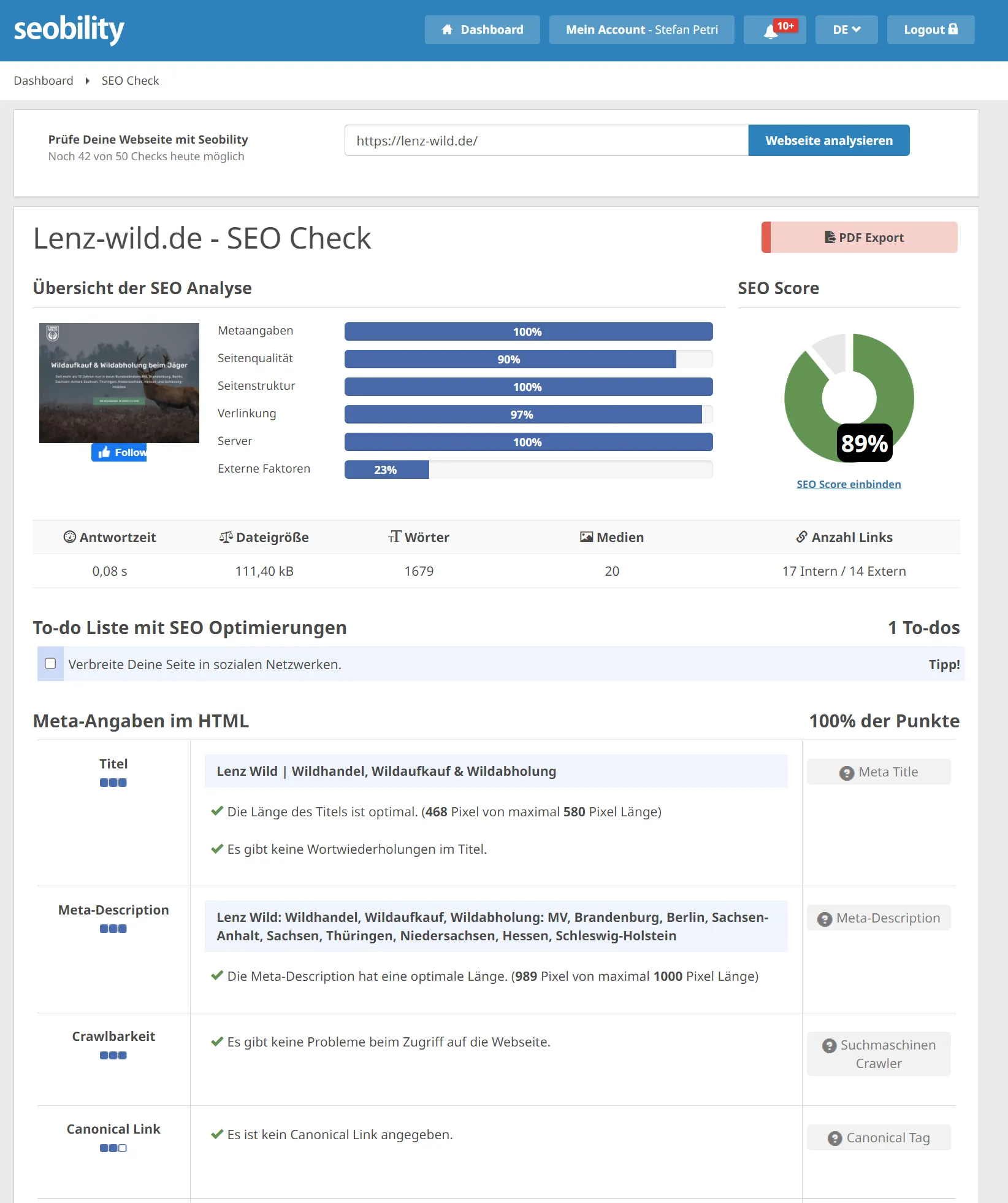 SEO Check für Wildhändler - SERP-Sieger