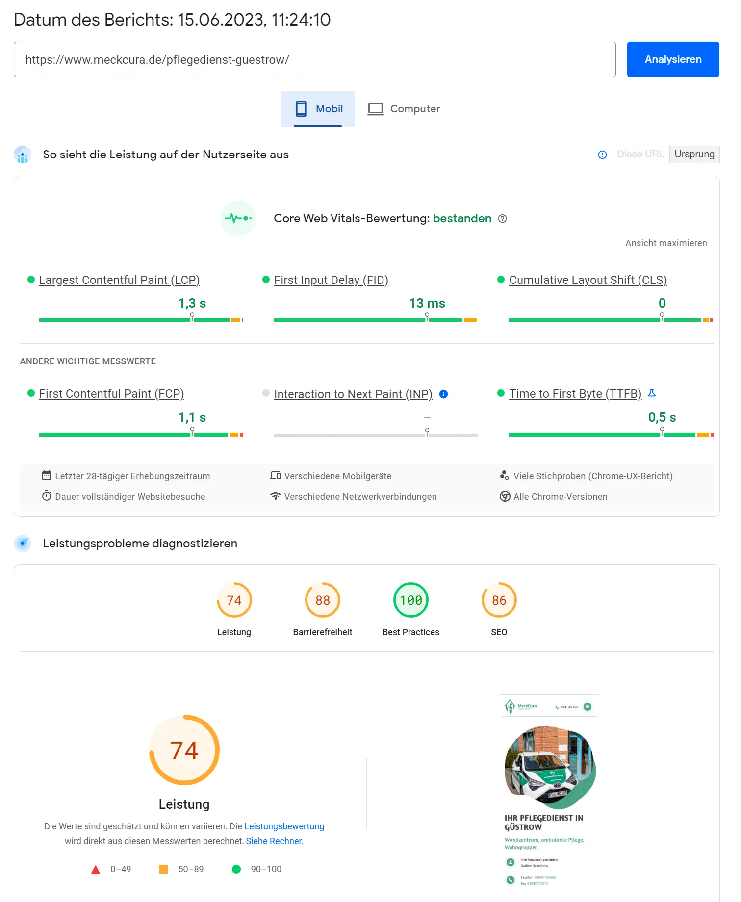 Prueba PageSpeed - resultado después