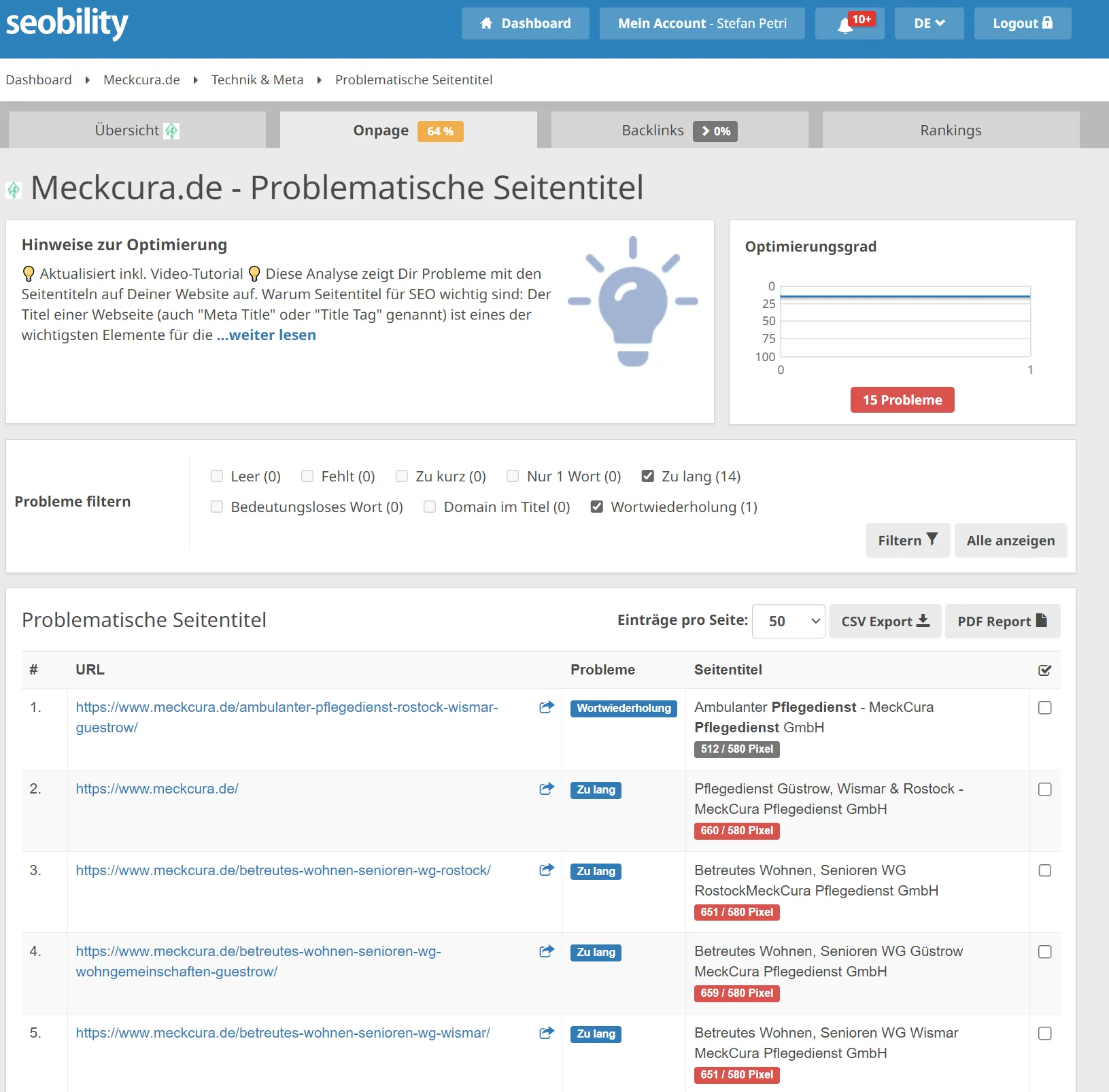Factor OnPage para SEO: Títulos de página problemáticos