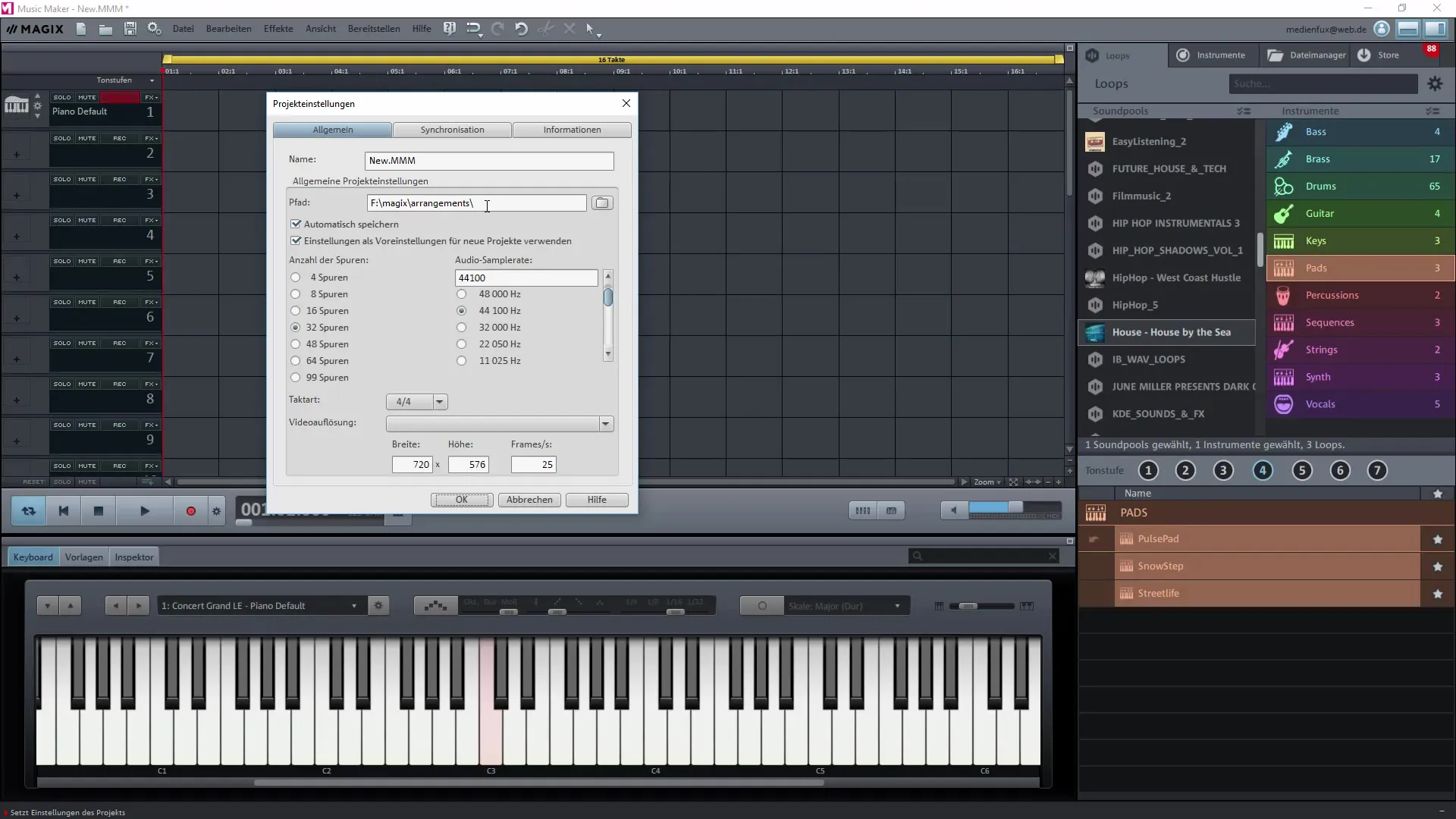 Wichtige Optionen im Magix Music Maker Wichtige Optionen im Magix Music Maker