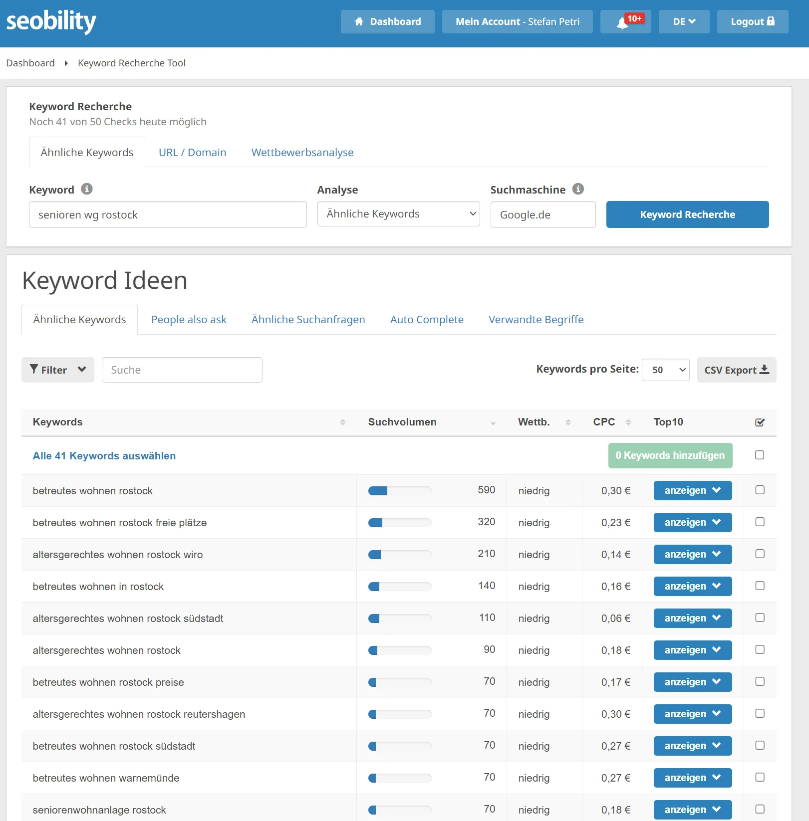 Keywordrecherche für Websites