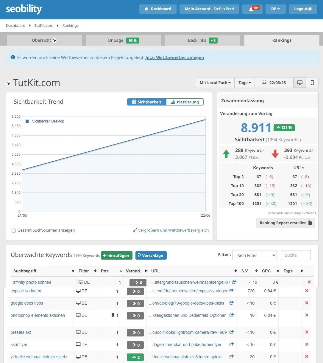 Ranking check & keyword monitoring in SEO