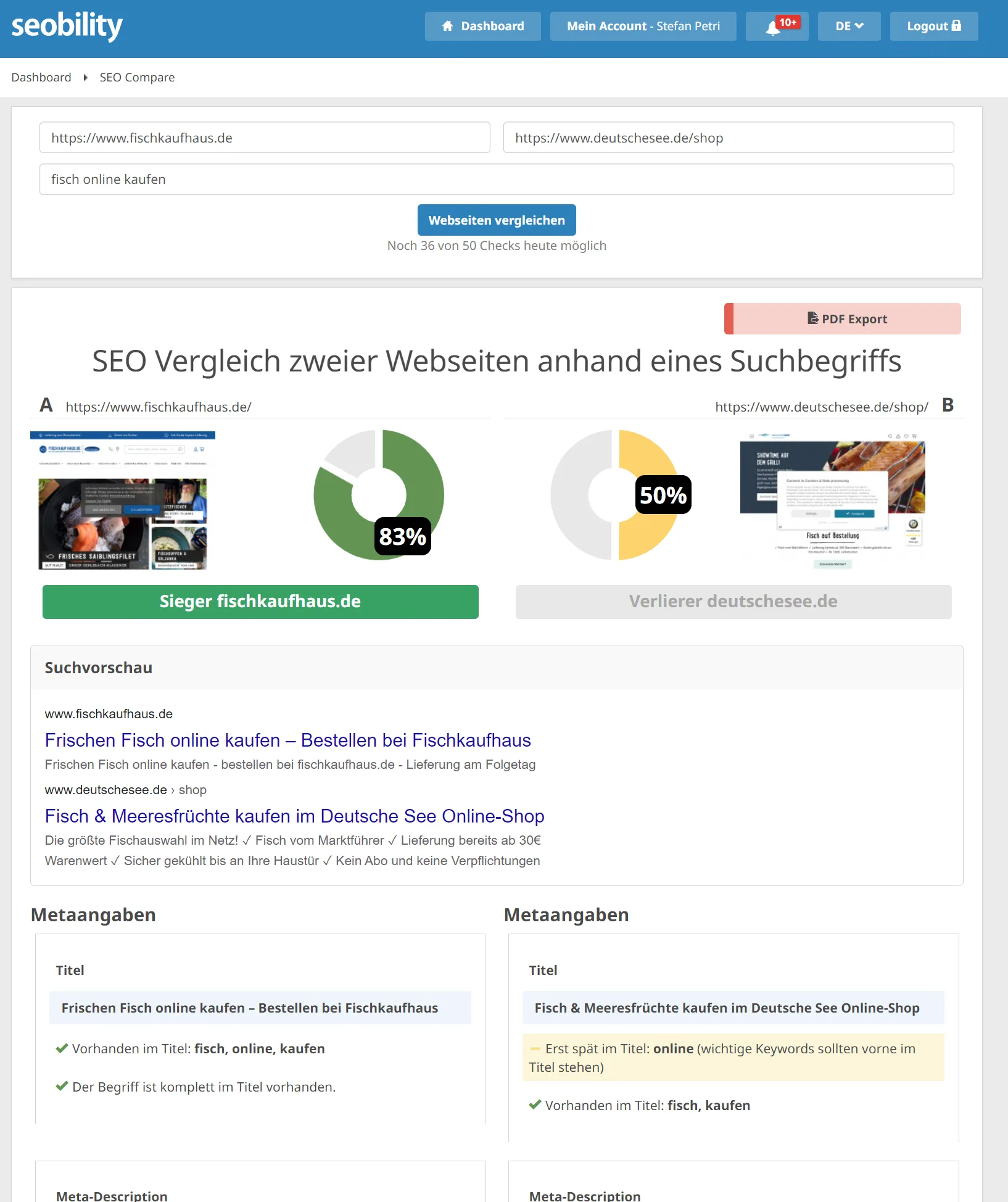 Comparación de competidores y SEO