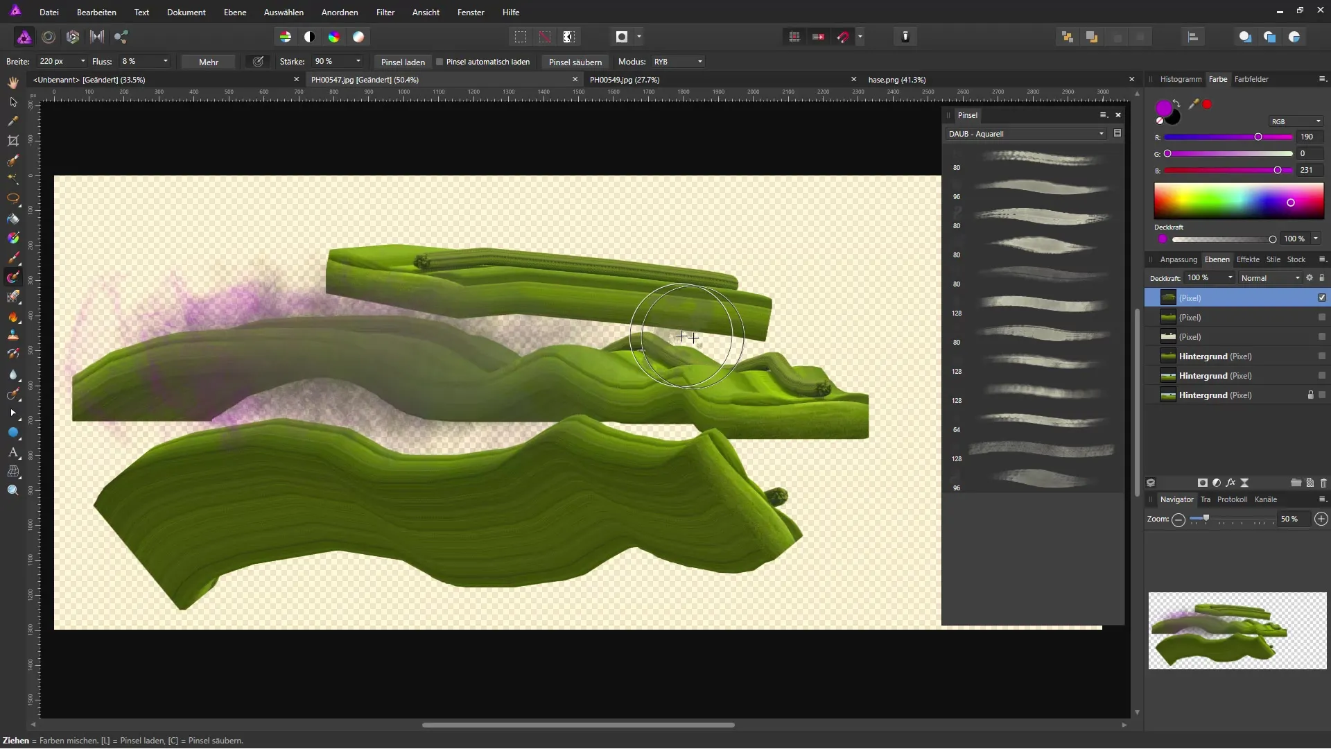Kreative Farbexperimente mit dem Farbmischpinsel in Affinity Photo Kreative Farbexperimente mit dem Farbmischpinsel in Affinity Photo