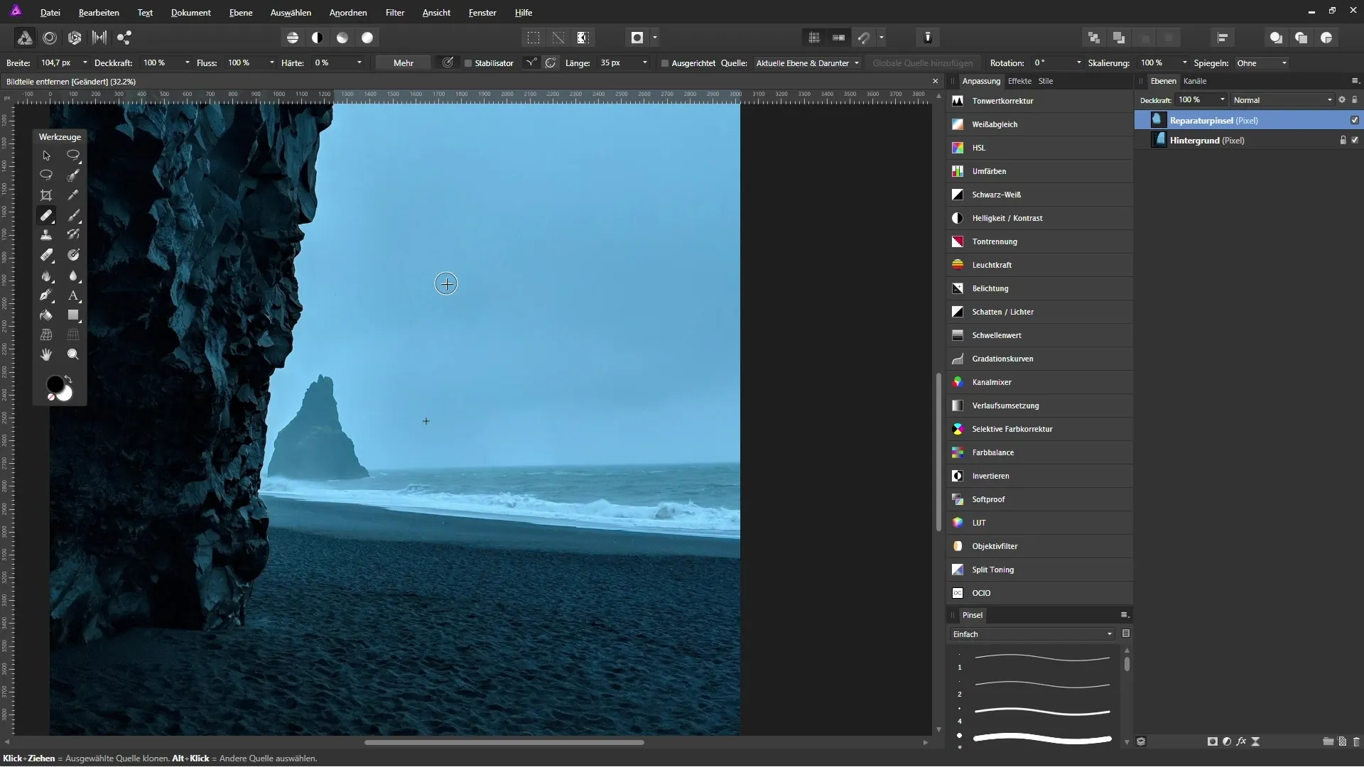 Effectively remove image parts with Affinity Photo Effectively removing image parts with Affinity Photo