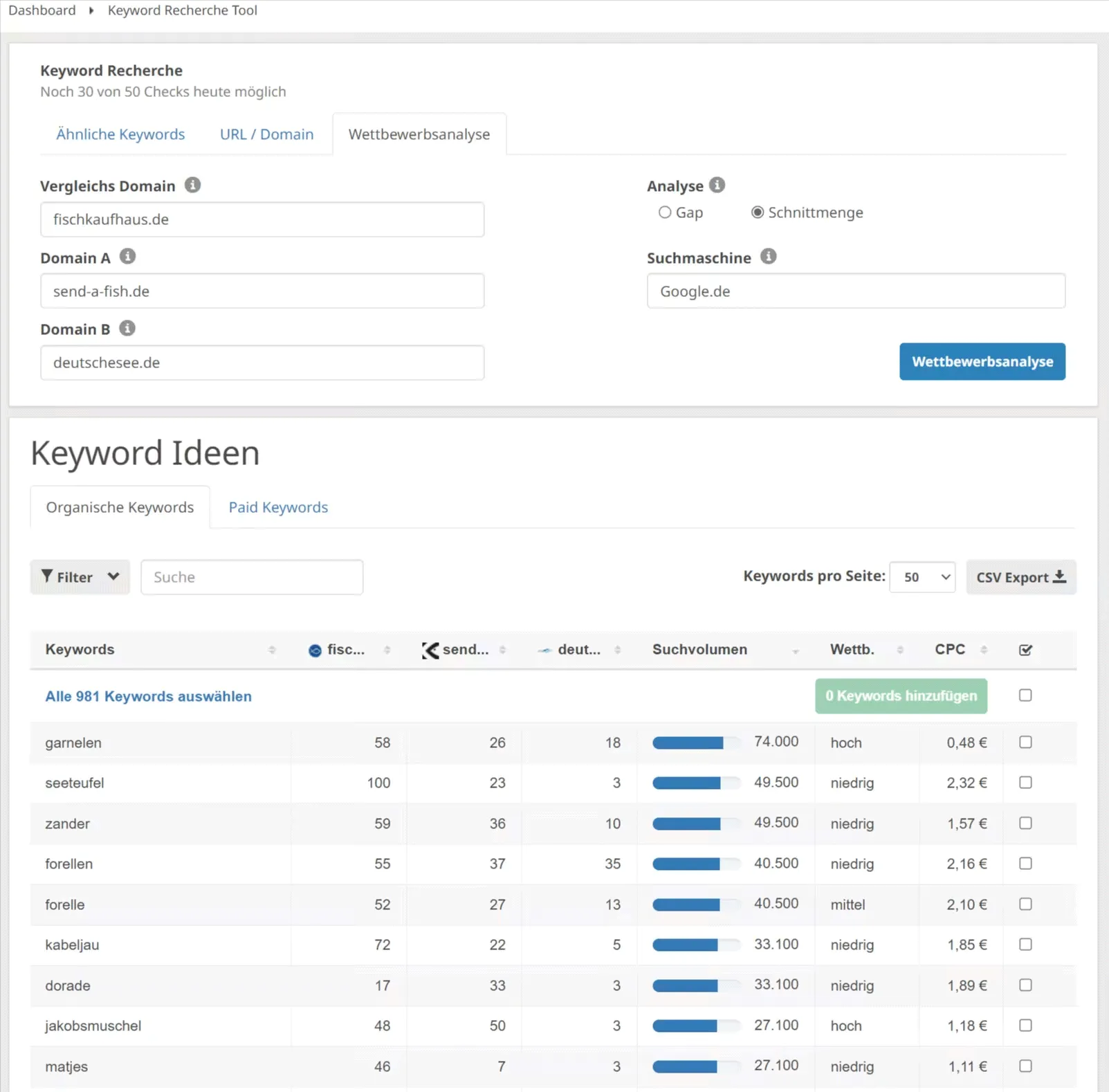 SEO Wettbewerbsanalyse GAP