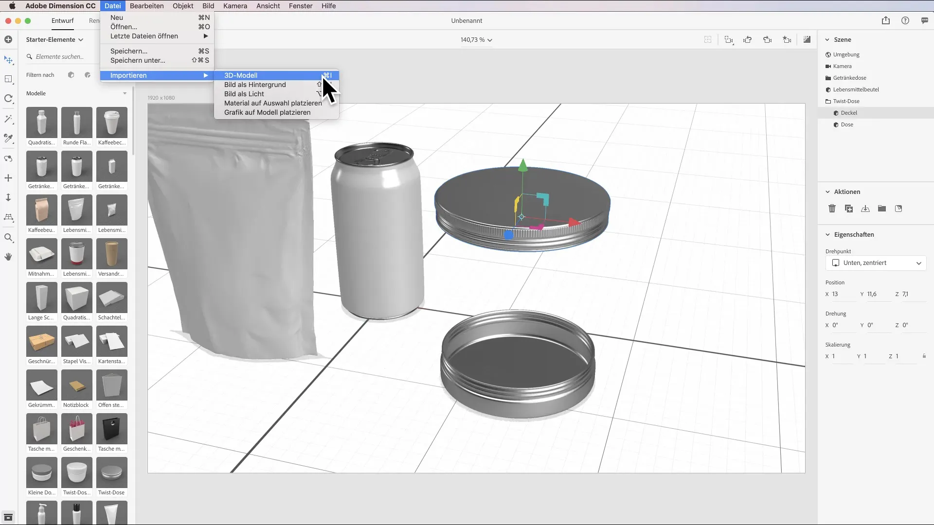 Importiere 3D-Modelle in Adobe Dimension CC effizient Importiere 3D-Modelle in Adobe Dimension CC effizient