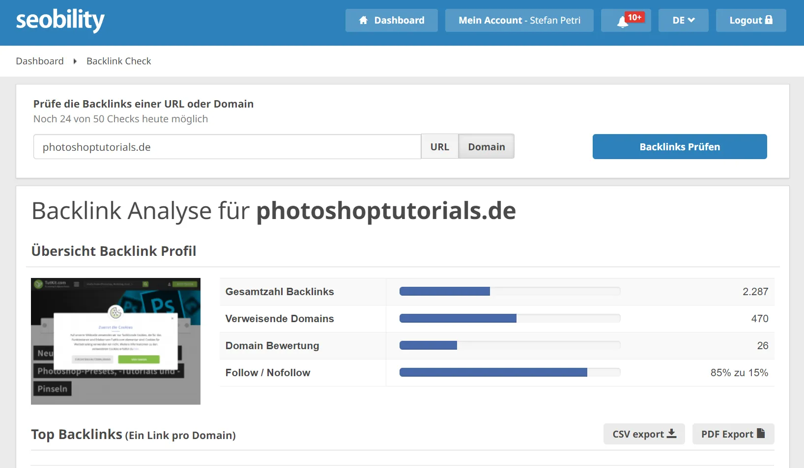 Backlink perfil de un antiguo proyecto con linkjuice a nosotros