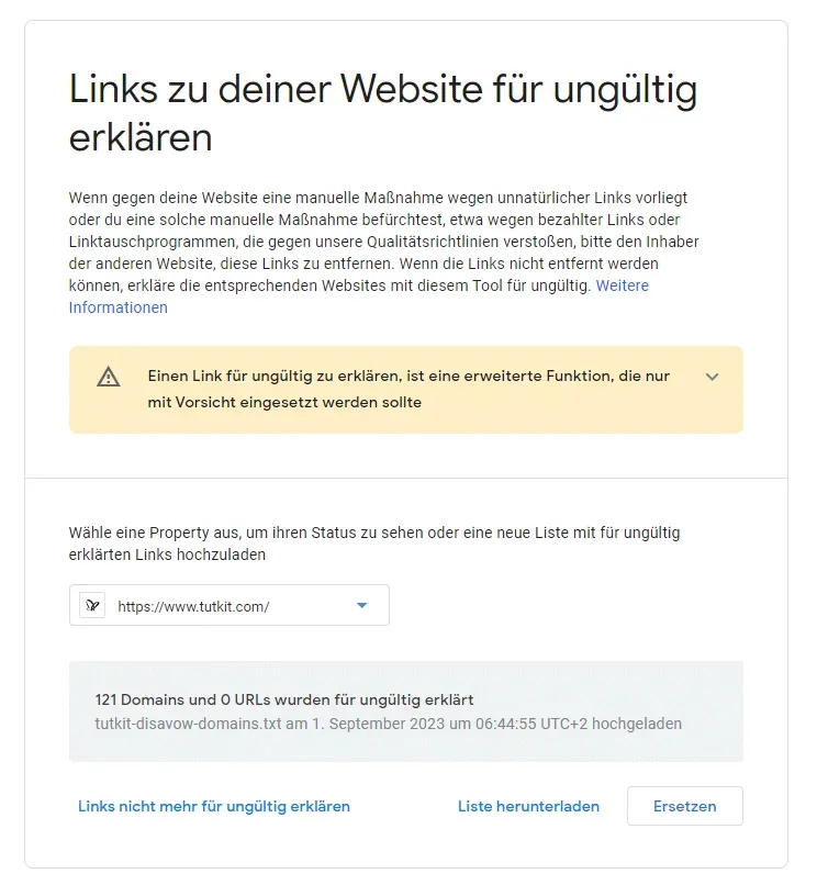 Herramienta Disallow Links: Invalidar enlaces a través de Search Console