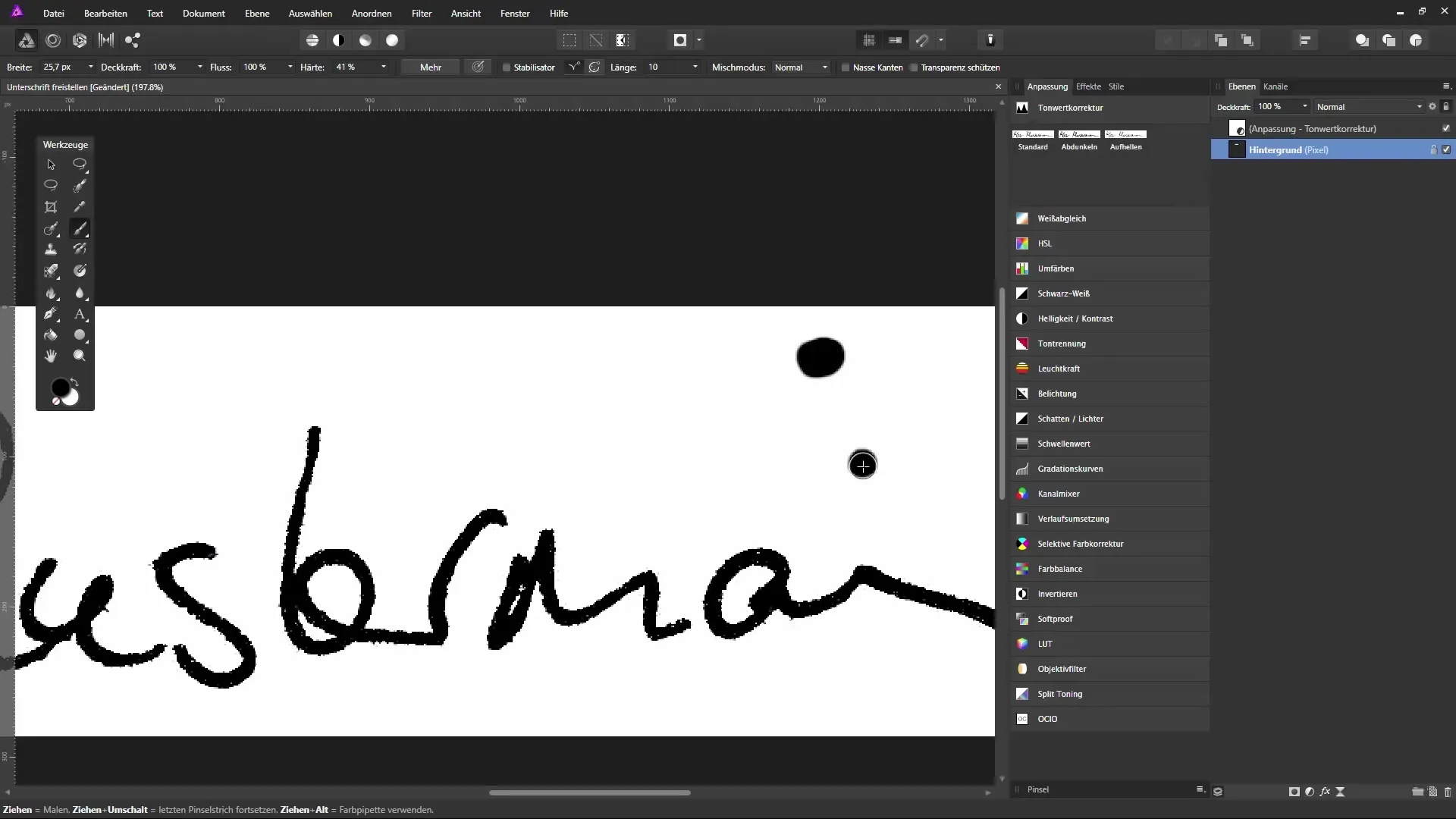 Unterschrift freistellen in Affinity Photo Unterschrift freistellen in Affinity Photo