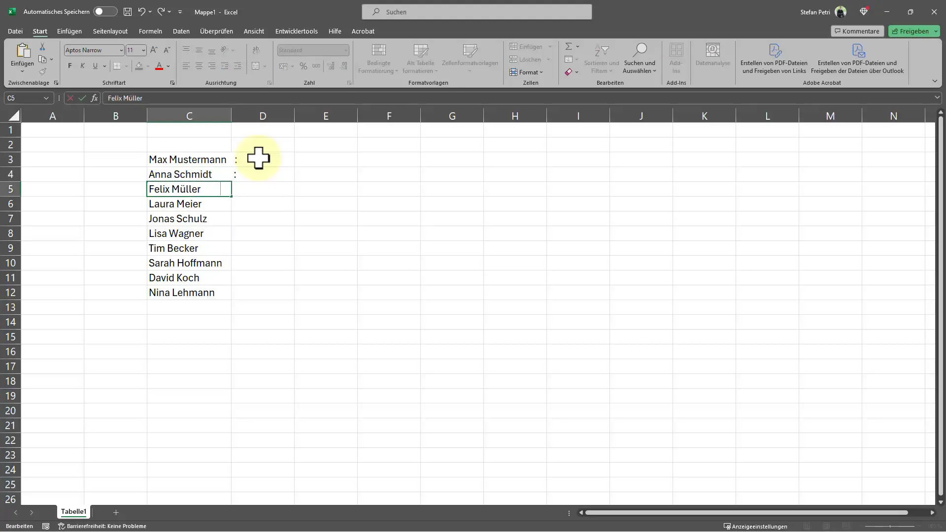 Excel'de çift noktaların verimli bir şekilde eklenmesi