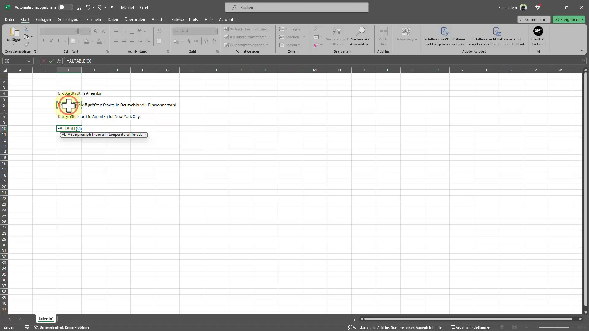 ChatGPT ile daha verimli çalışma Excel'de