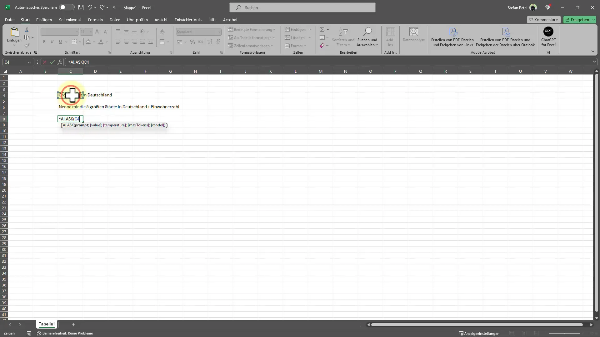 Excel'de ChatGPT ile daha verimli çalışmak