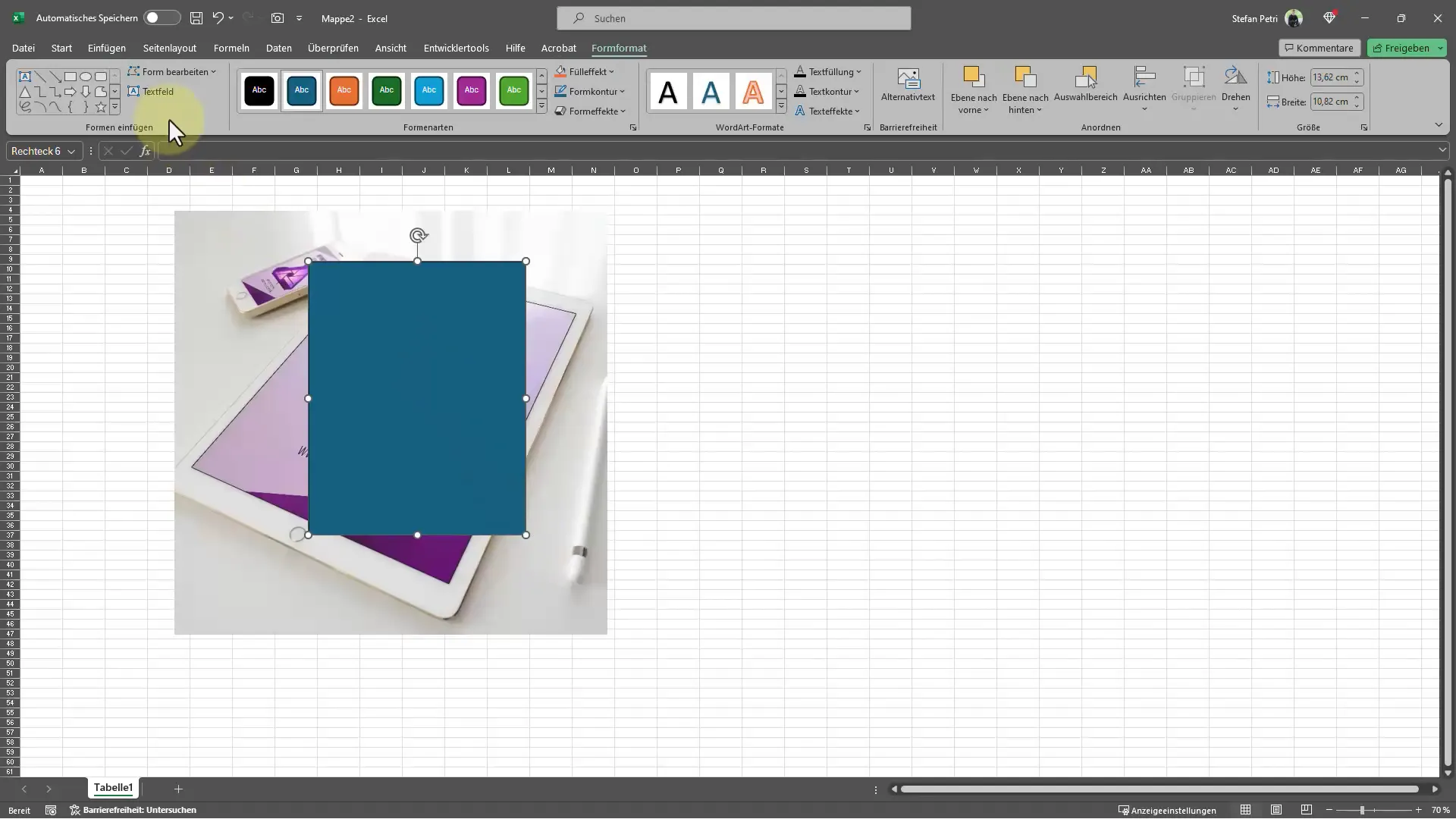 Excel'e doğru perspektiften resimleri eklemek için adım adım bir kılavuz