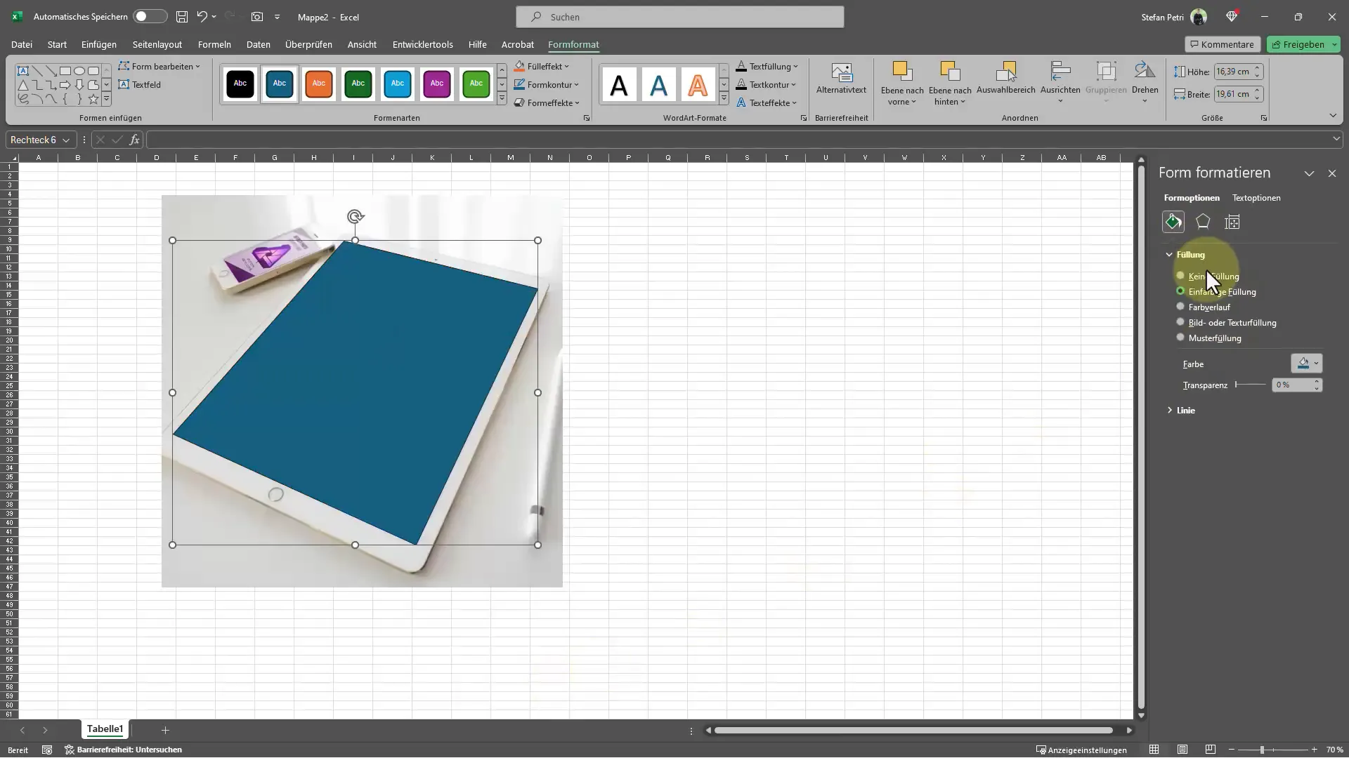 Excel'e perspektiften doğru şekilde resim eklemek için adım adım kılavuz