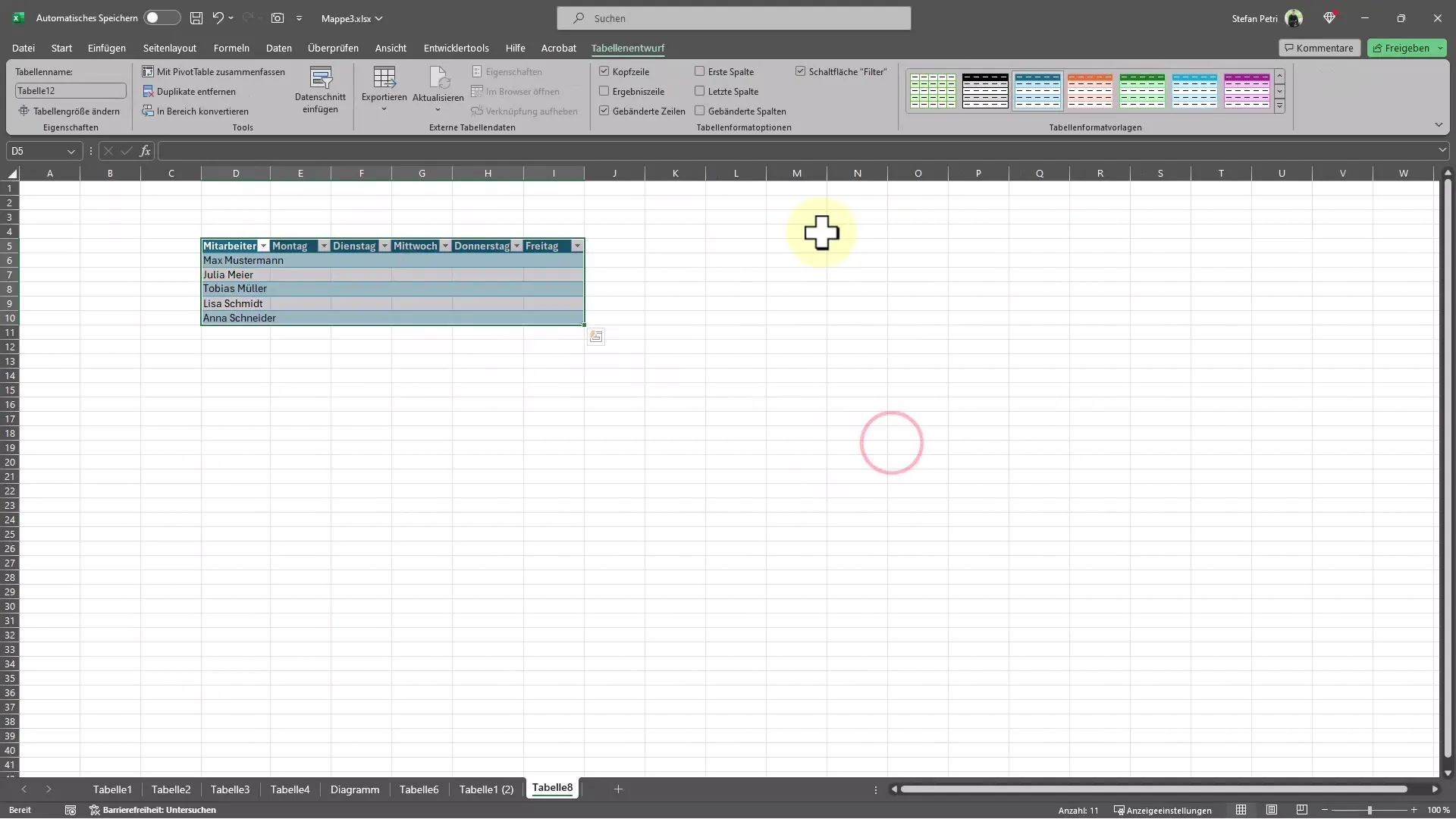 Excel'de otomatik çerçeve oluşturmanın basit talimatı