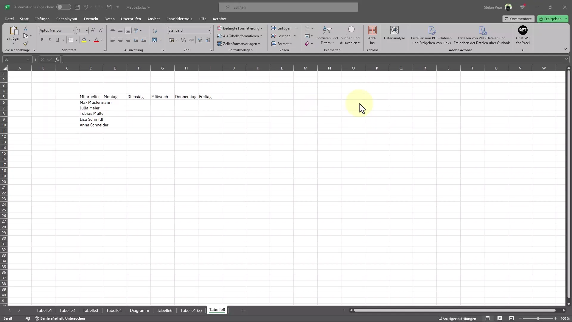 Excel'de otomatik tablo çerçevesi için basit bir kılavuz