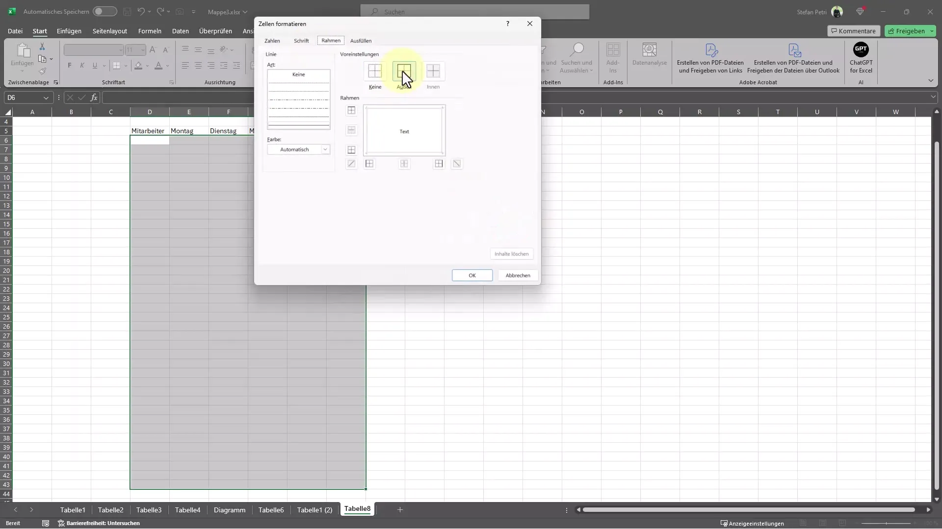 Excel'de otomatik çerçeve oluşturulması için basit bir kılavuz