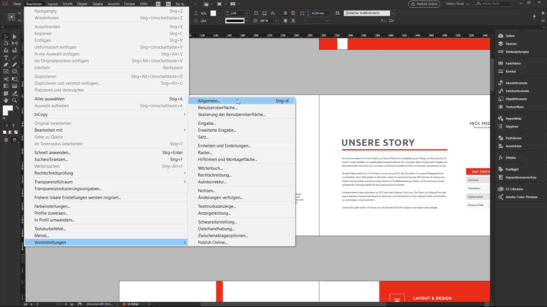 InDesign Kullanıcı Arayüzü ve Başlangıç için Tercihler InDesign Kullanıcı Arayüzü ve Başlangıçlar için Ayarlar
