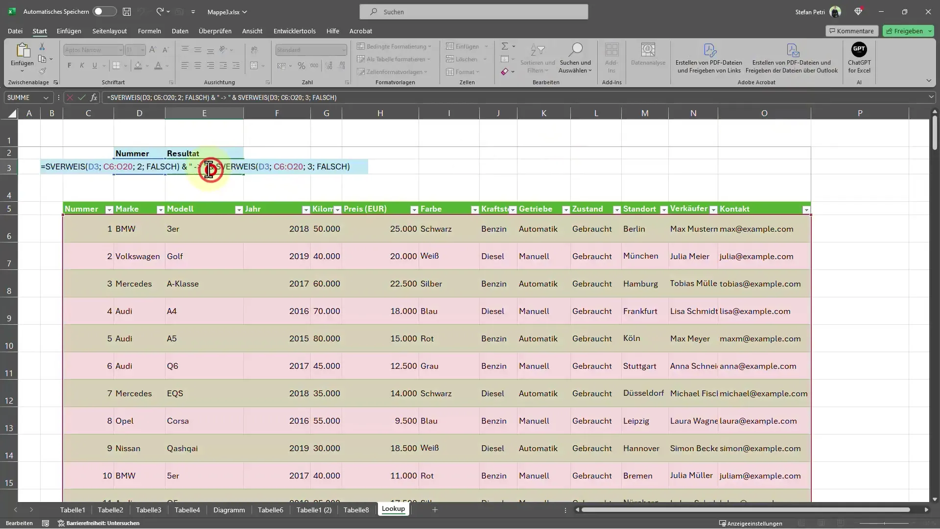 Excel İpuçları: SVERWEIS işlevi ile hızlı veri bulma