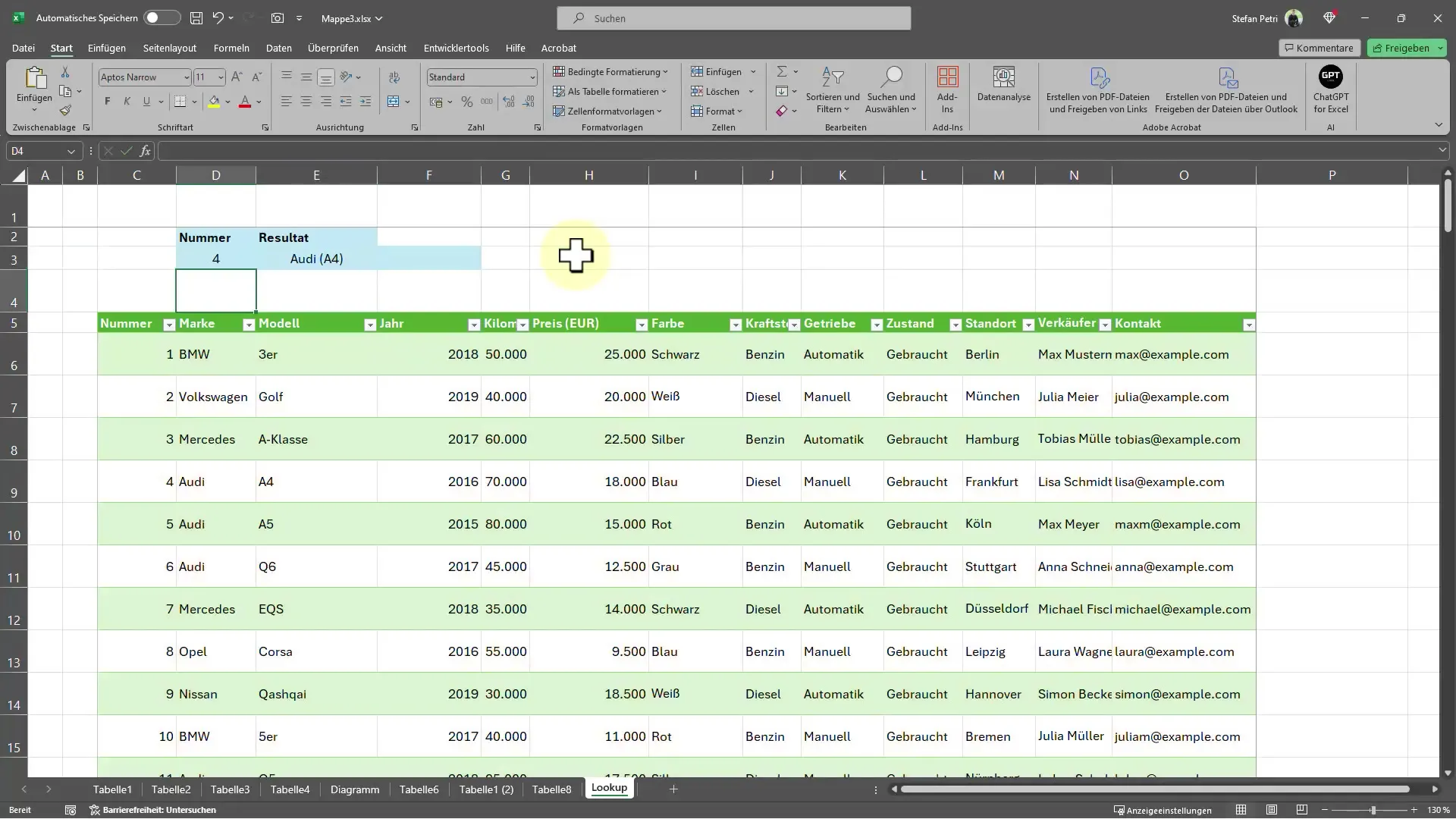 Excel İpuçları: SVERWEIS işlevi ile hızlı veri bulma
