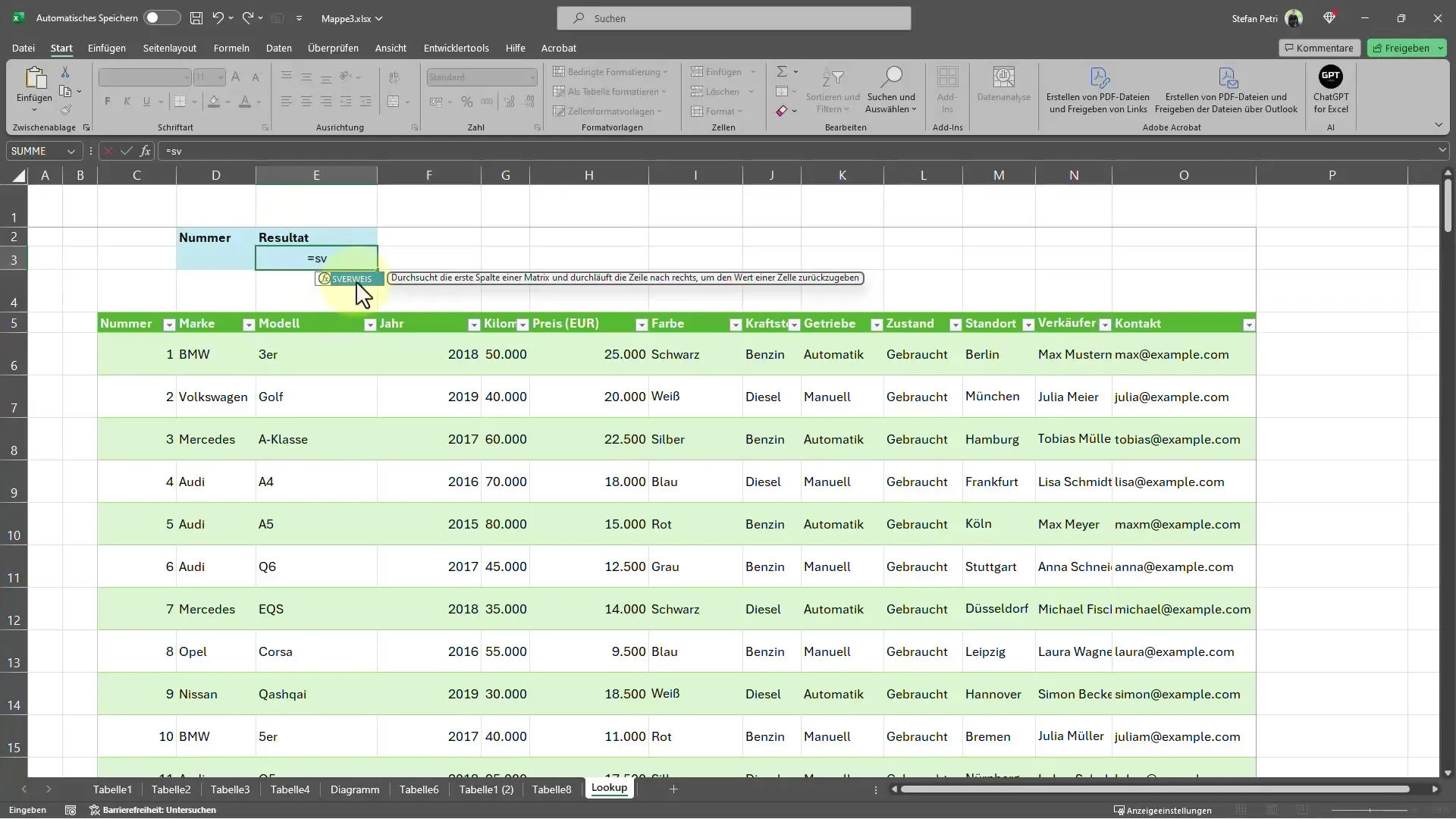 Excel İpuçları: SVERWEIS fonksiyonu ile hızlı veri bulma