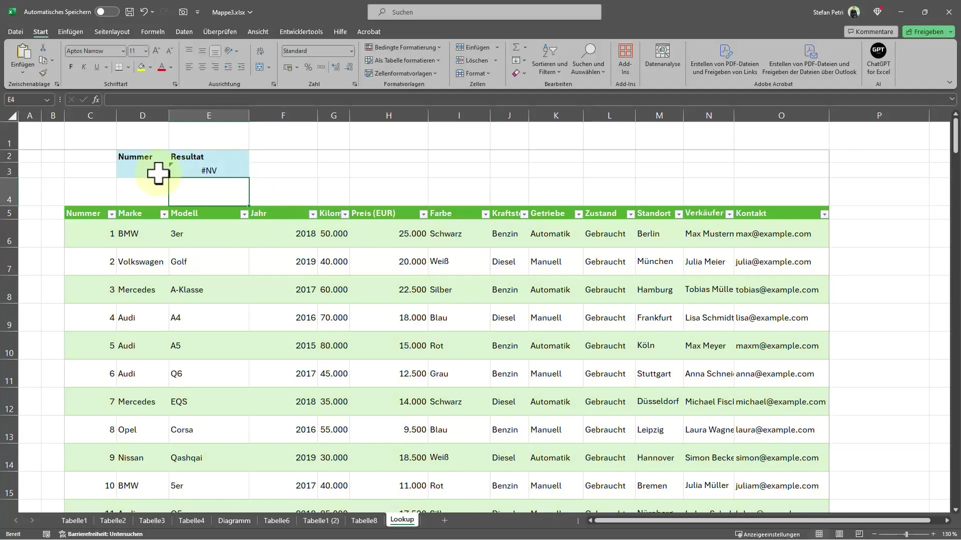 Excel İpuçları: SVERWEIS işlevi ile hızlı veri bulma