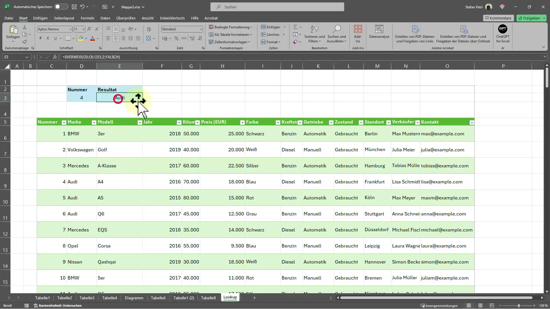 Excel ipuçları: SVERWEIS fonksiyonu ile hızlı veri bulma