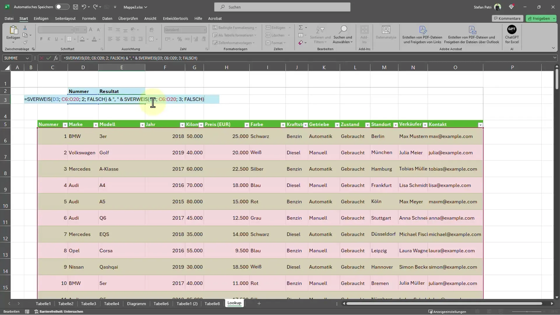 Excel ipuçları: SVERWEIS fonksiyonu ile hızlı veri bulma