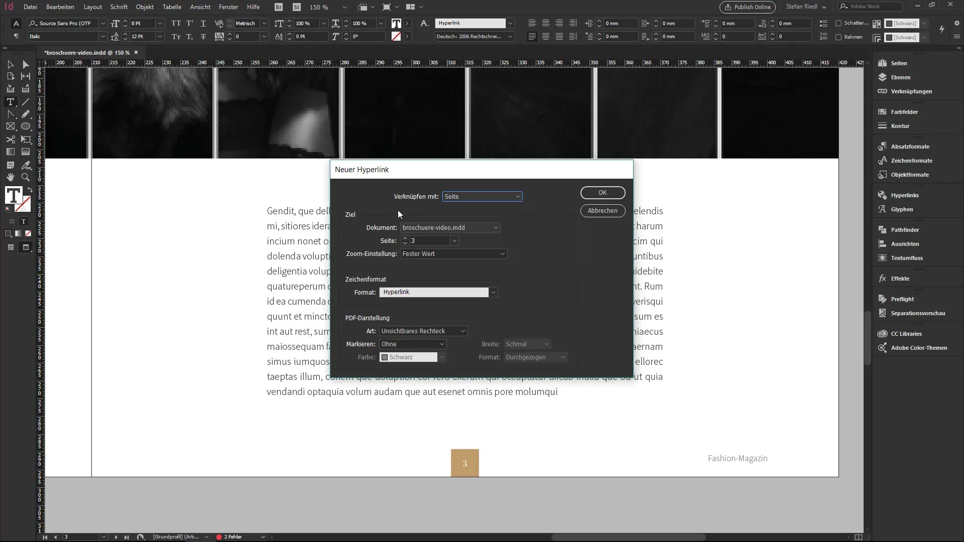 Utilizar hipervínculos y enlaces internos en InDesign de manera correcta Utilizar correctamente los hipervínculos y enlaces internos en InDesign