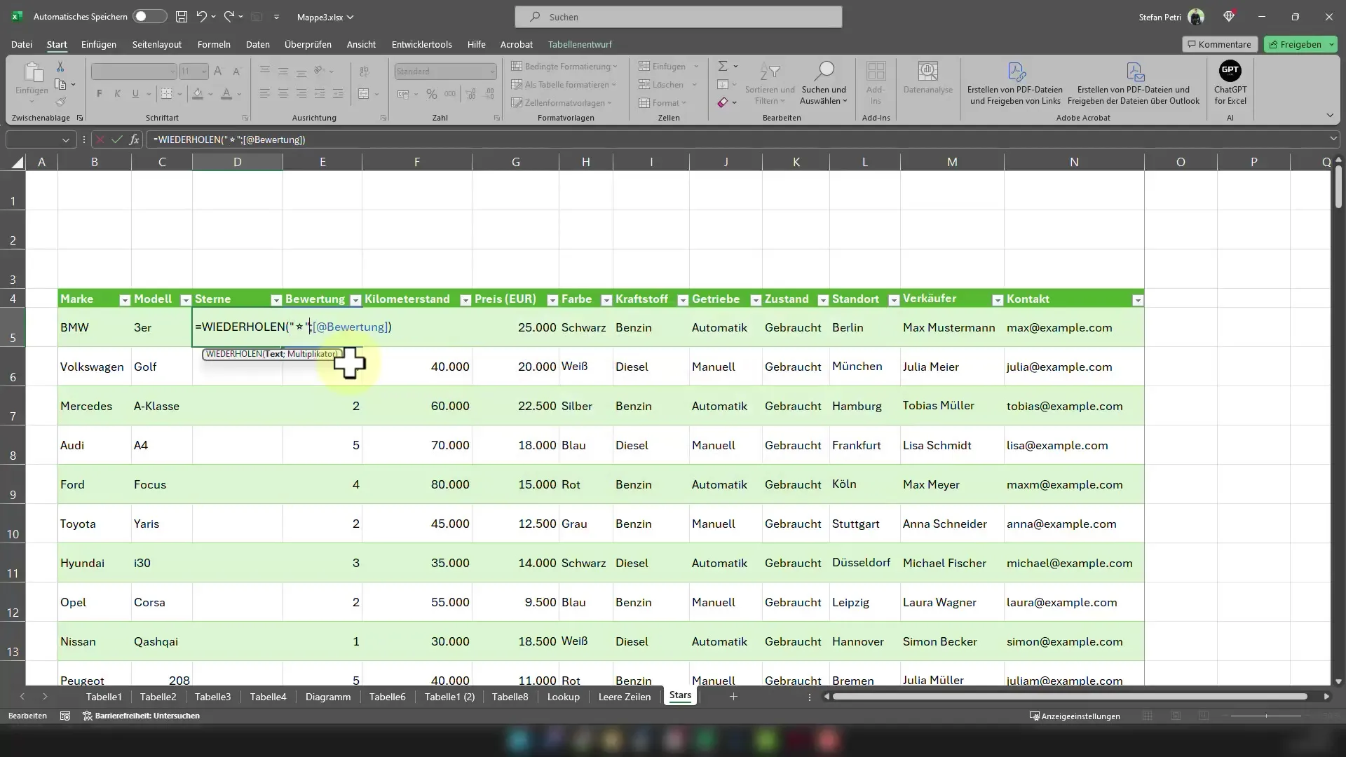 Excel'de derecelendirme yıldızlarını göstermek - İşte nasıl yapılır!