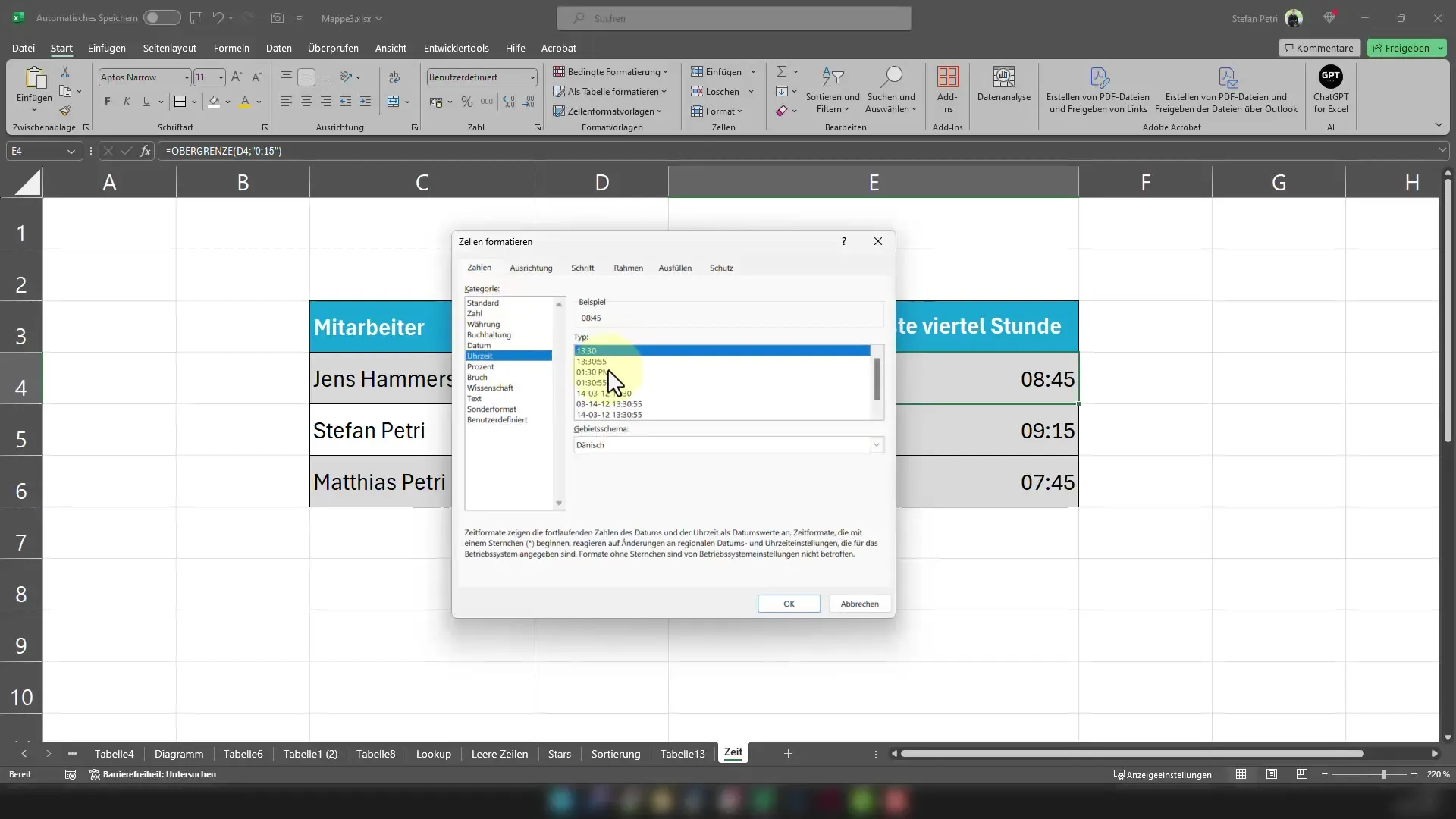 Excel saatleri kolayca yuvarlamak - işte böyle yapılır!